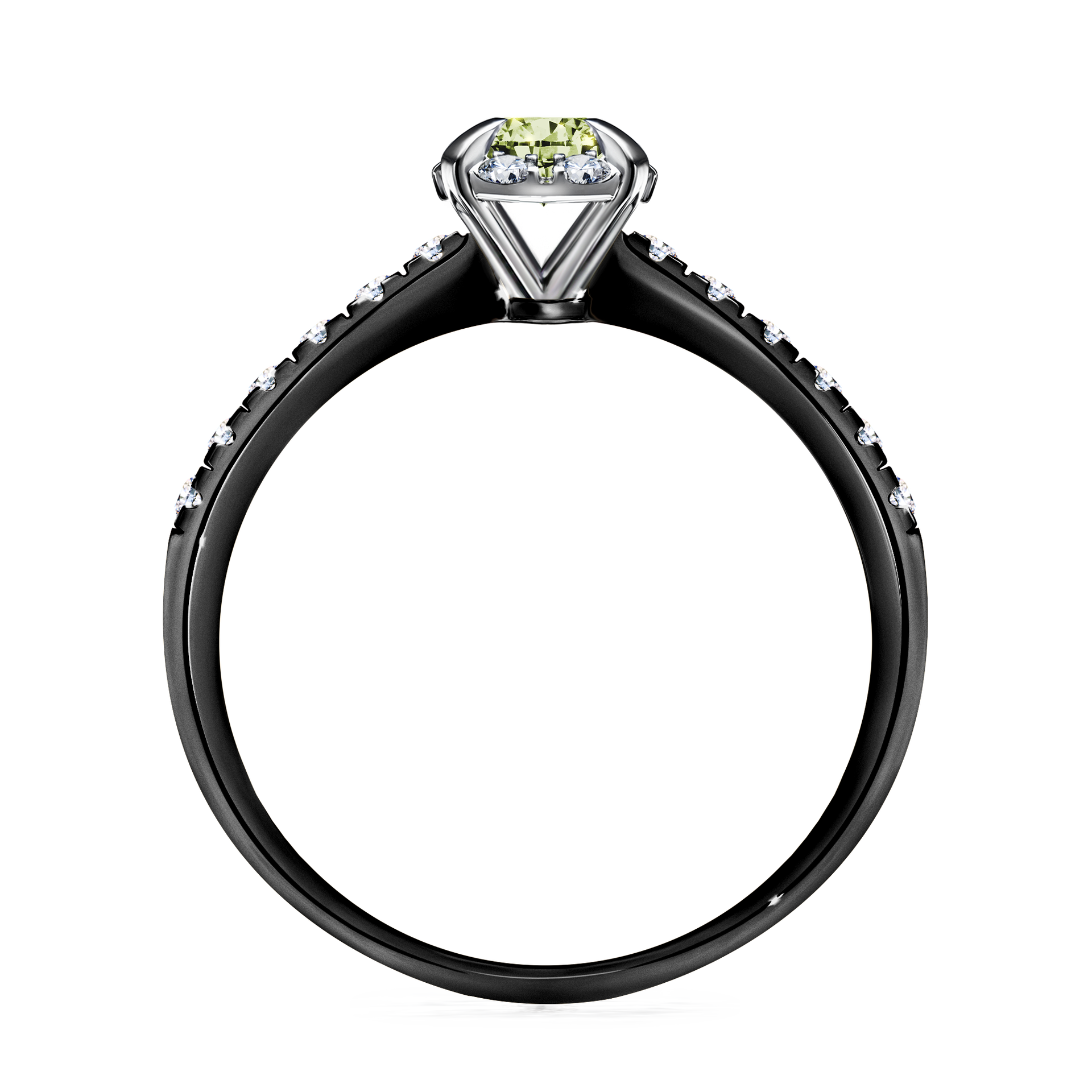 Pierścionek zaręczynowy My Princess z czarnego złota z jasnym zielonym diamentem 0,47CT