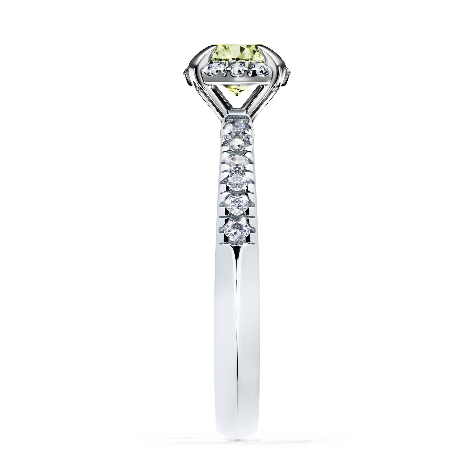 Pierścionek zaręczynowy My Princess z białego złota z jasnym zielonym diamentem 0,76CT