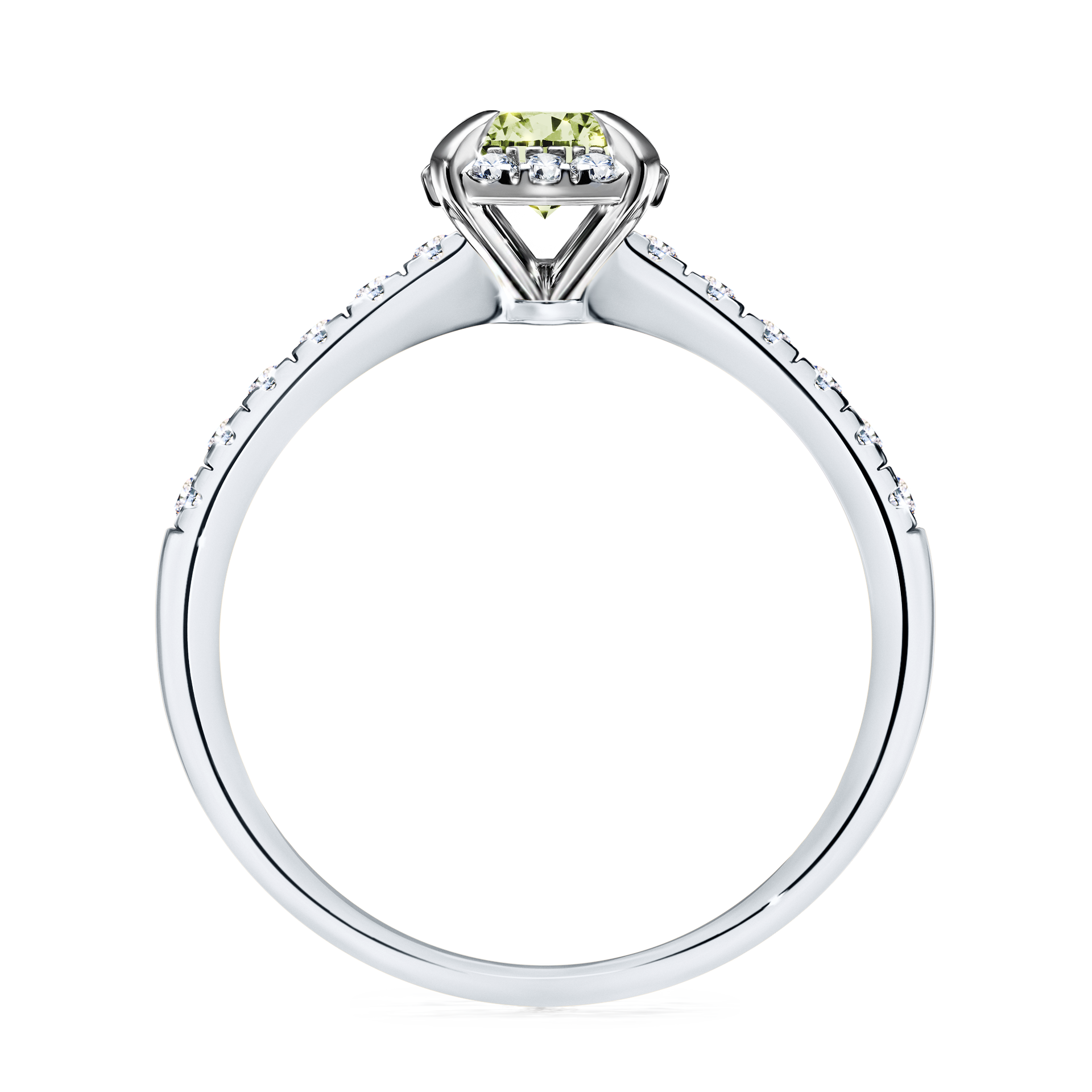 Pierścionek zaręczynowy My Princess z białego złota z jasnym zielonym diamentem 0,76CT
