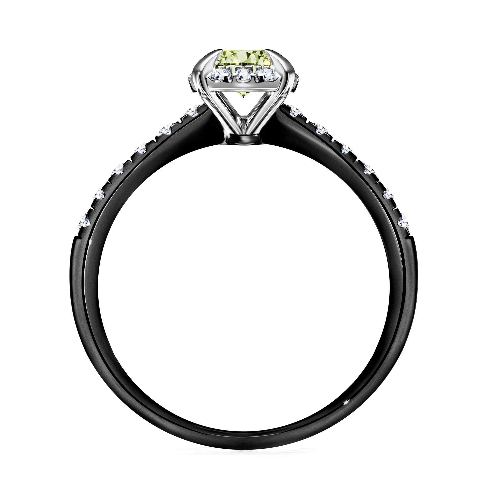 Pierścionek zaręczynowy My Princess z czarnego złota z jasnym zielonym diamentem 0,76CT