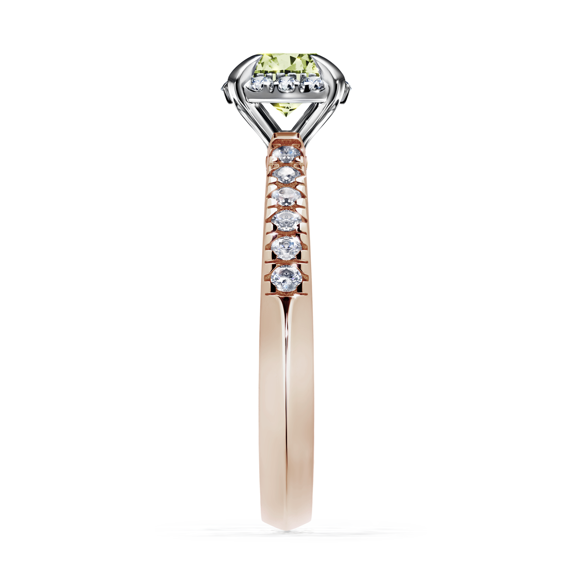 Pierścionek zaręczynowy My Princess z różowego złota z jasnym zielonym diamentem 0,76CT