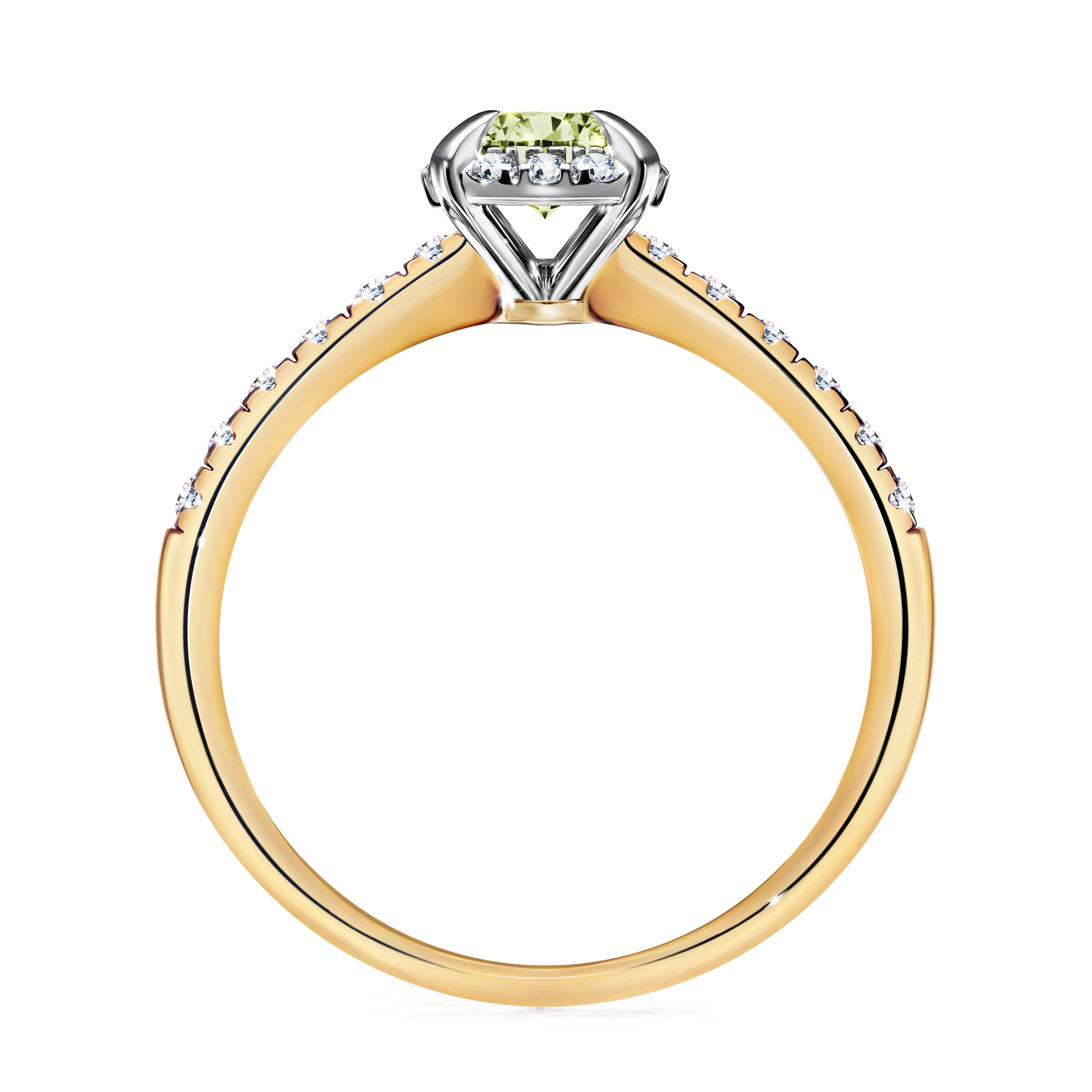 Pierścionek zaręczynowy My Princess z żółtego złota z jasnym zielonym diamentem 0,76CT