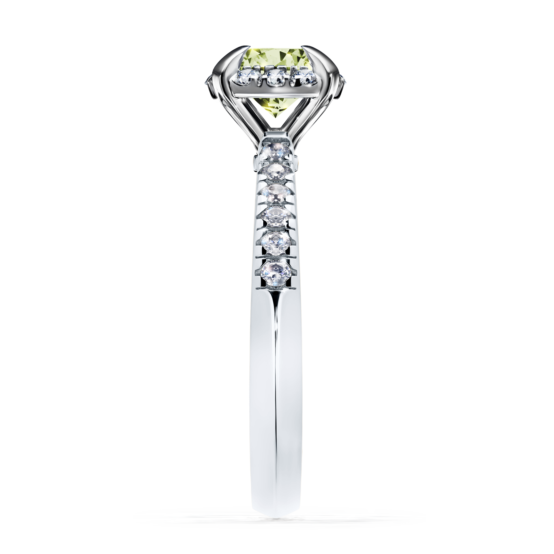 Pierścionek zaręczynowy My Princess z białego złota z jasnym zielonym diamentem 1,18CT
