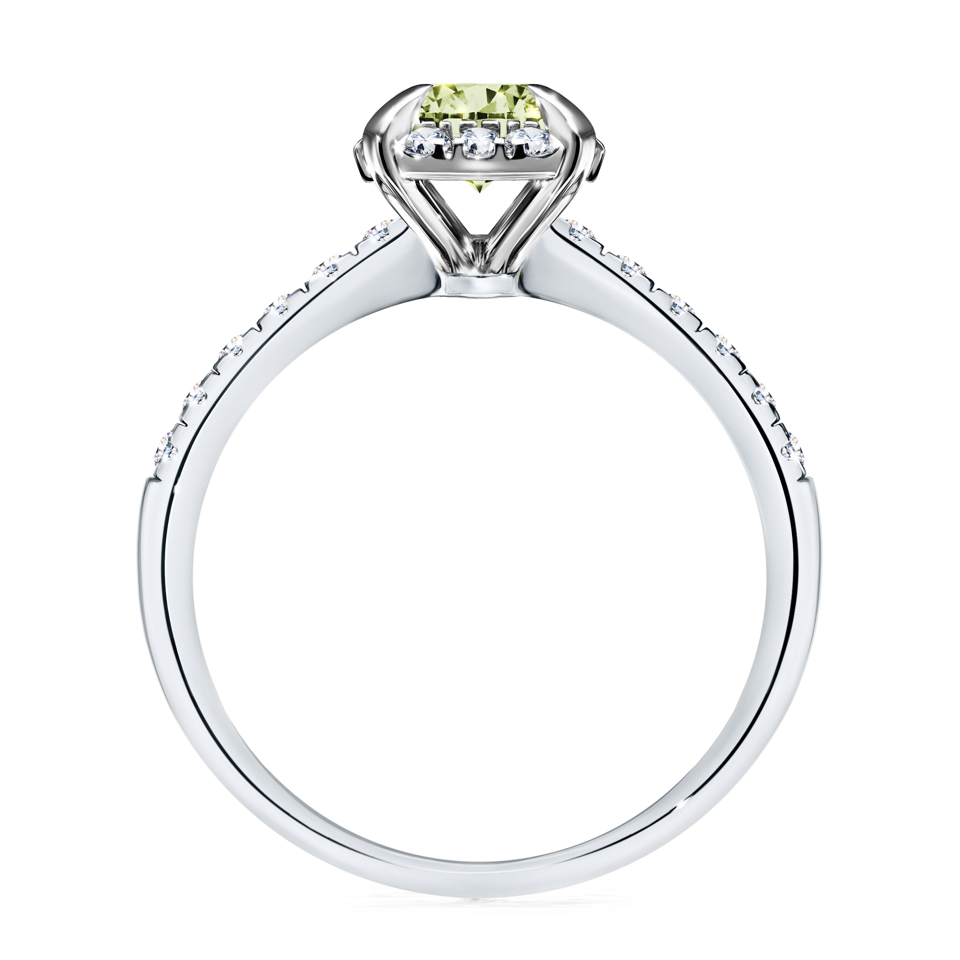 Pierścionek zaręczynowy My Princess z białego złota z jasnym zielonym diamentem 1,18CT
