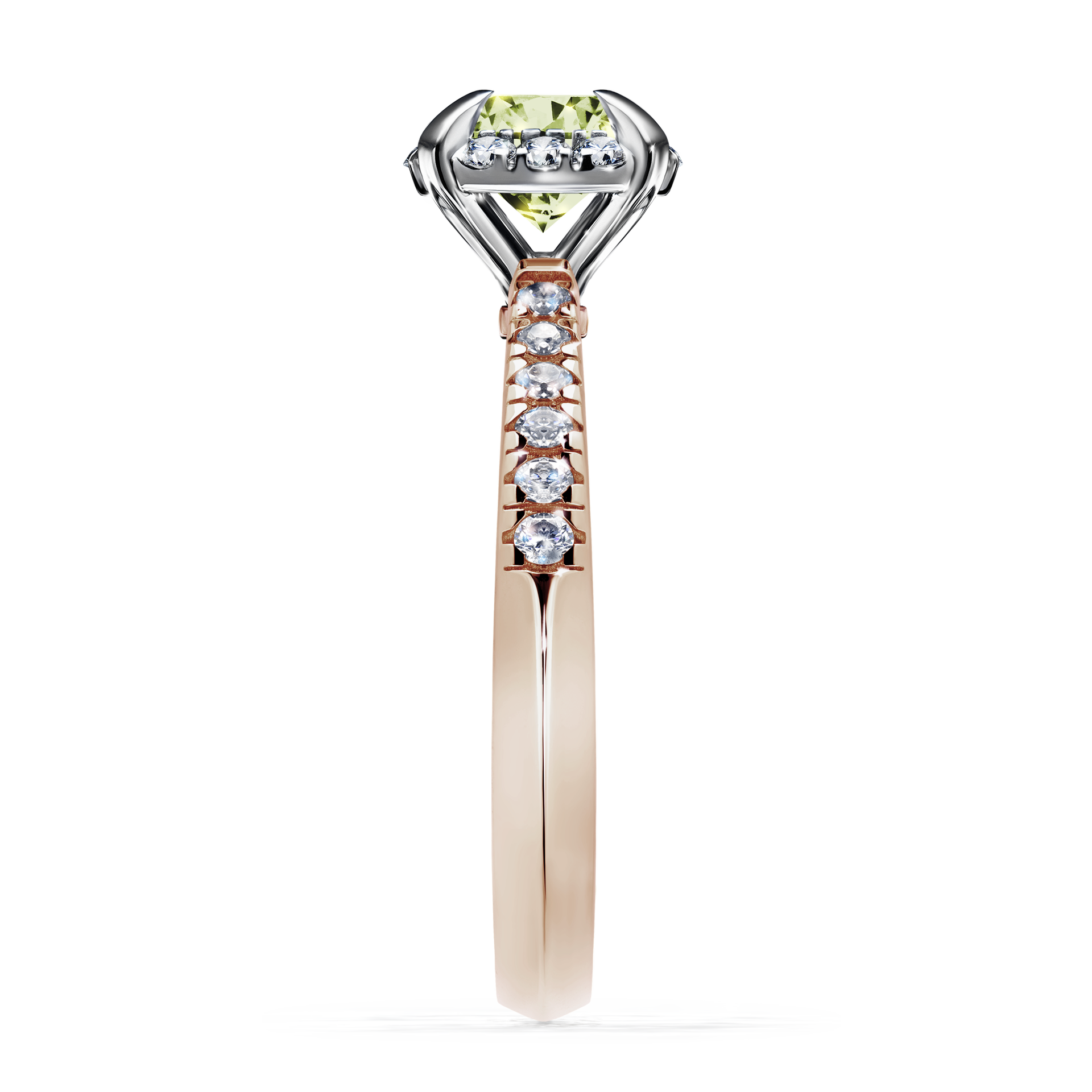 Pierścionek zaręczynowy My Princess z różowego złota z jasnym zielonym diamentem 1,18CT