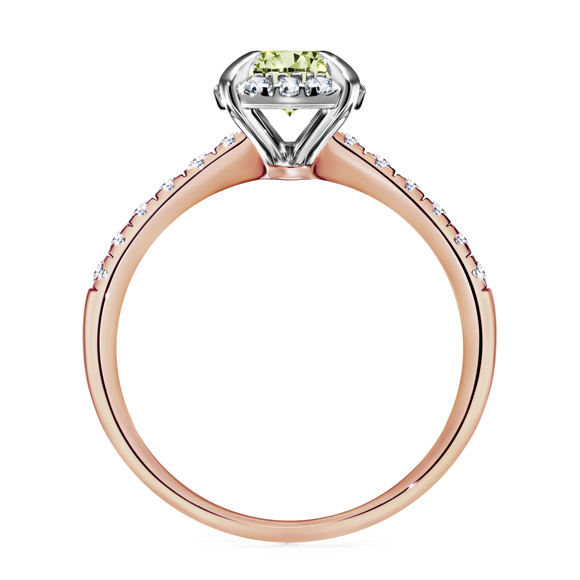 Pierścionek zaręczynowy My Princess z różowego złota z jasnym zielonym diamentem 1,18CT