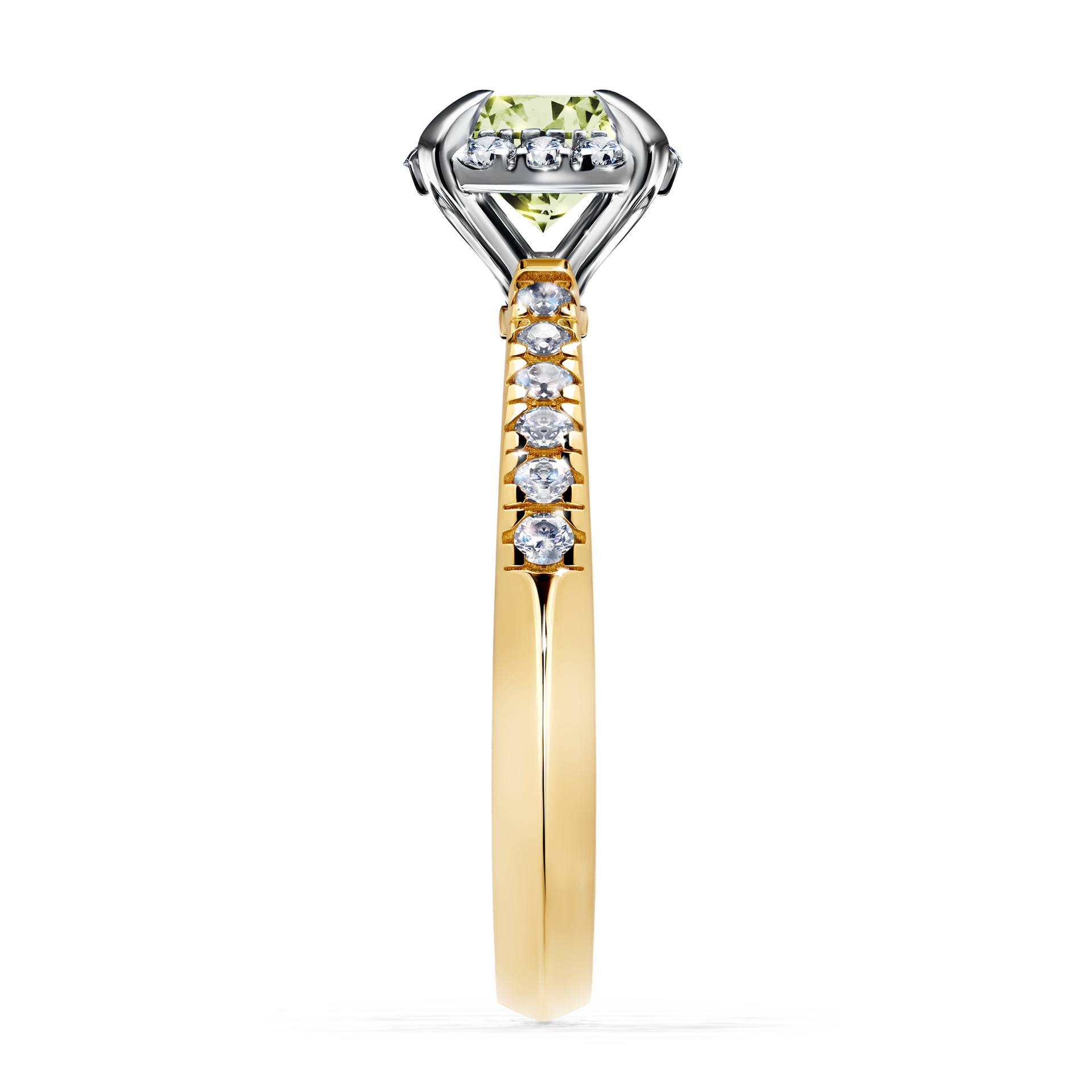 Pierścionek zaręczynowy My Princess z żółtego złota z jasnym zielonym diamentem 1,18CT