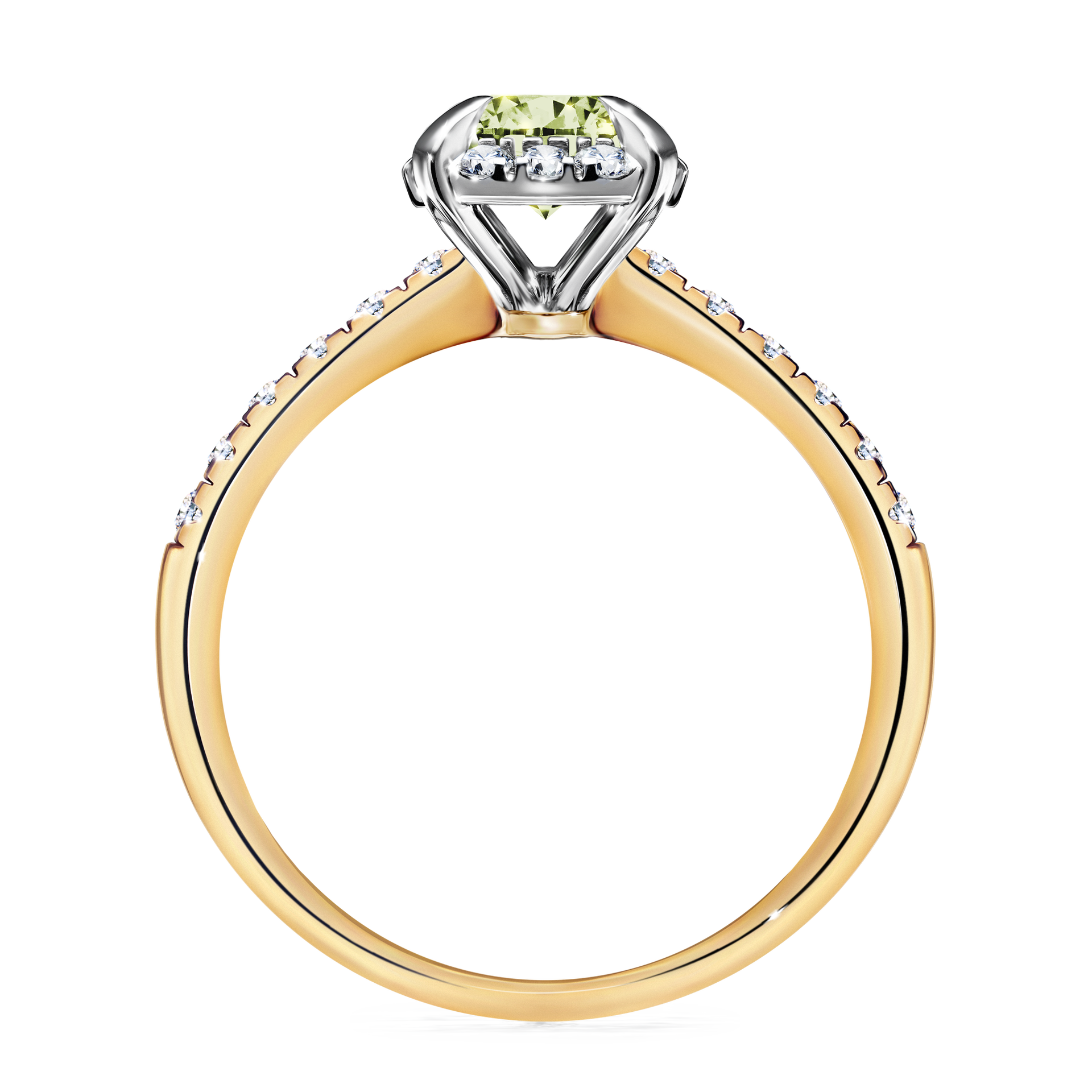 Pierścionek zaręczynowy My Princess z żółtego złota z jasnym zielonym diamentem 1,18CT