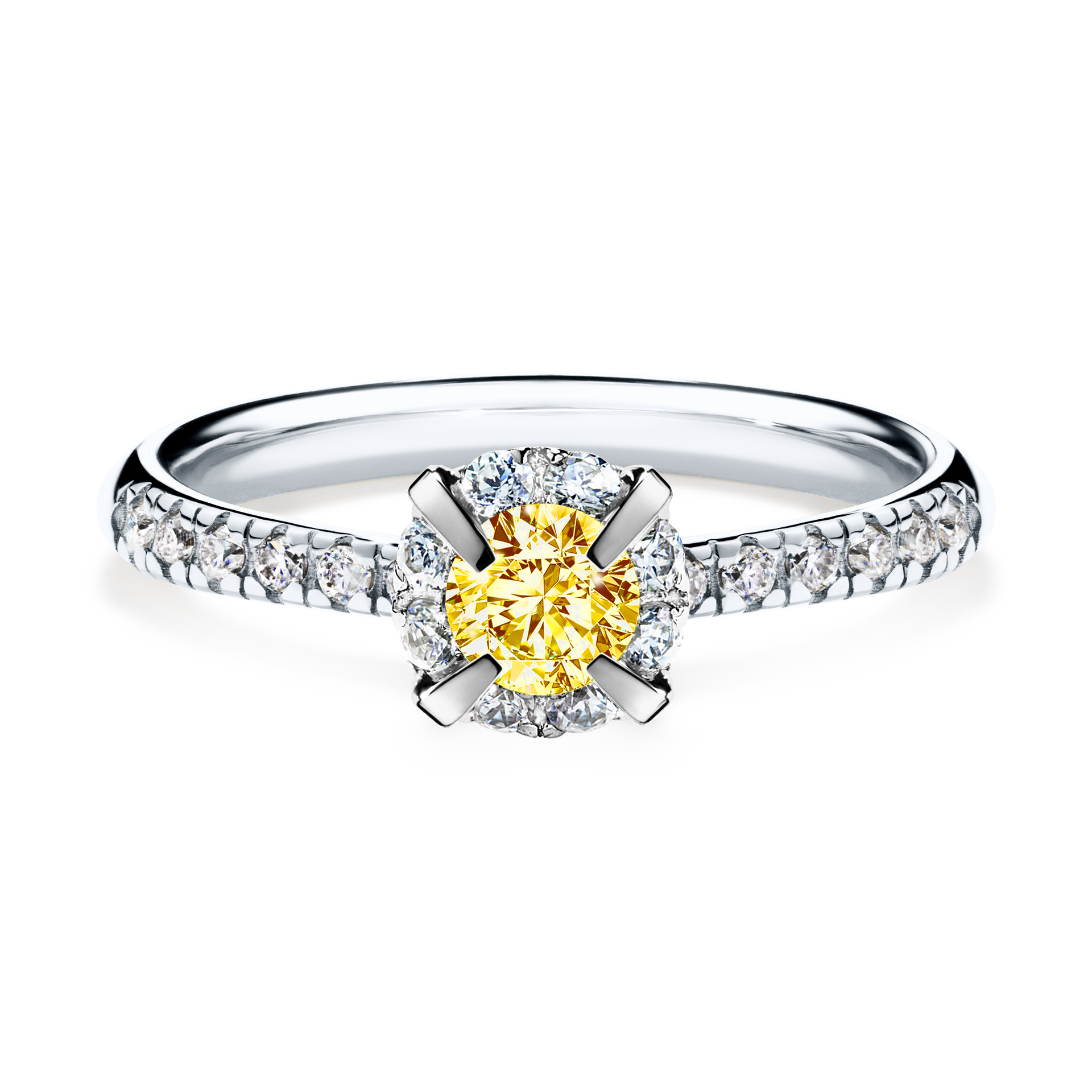 Pierścionek zaręczynowy My Princess z białego złota z żółtym diamentem 0,47CT