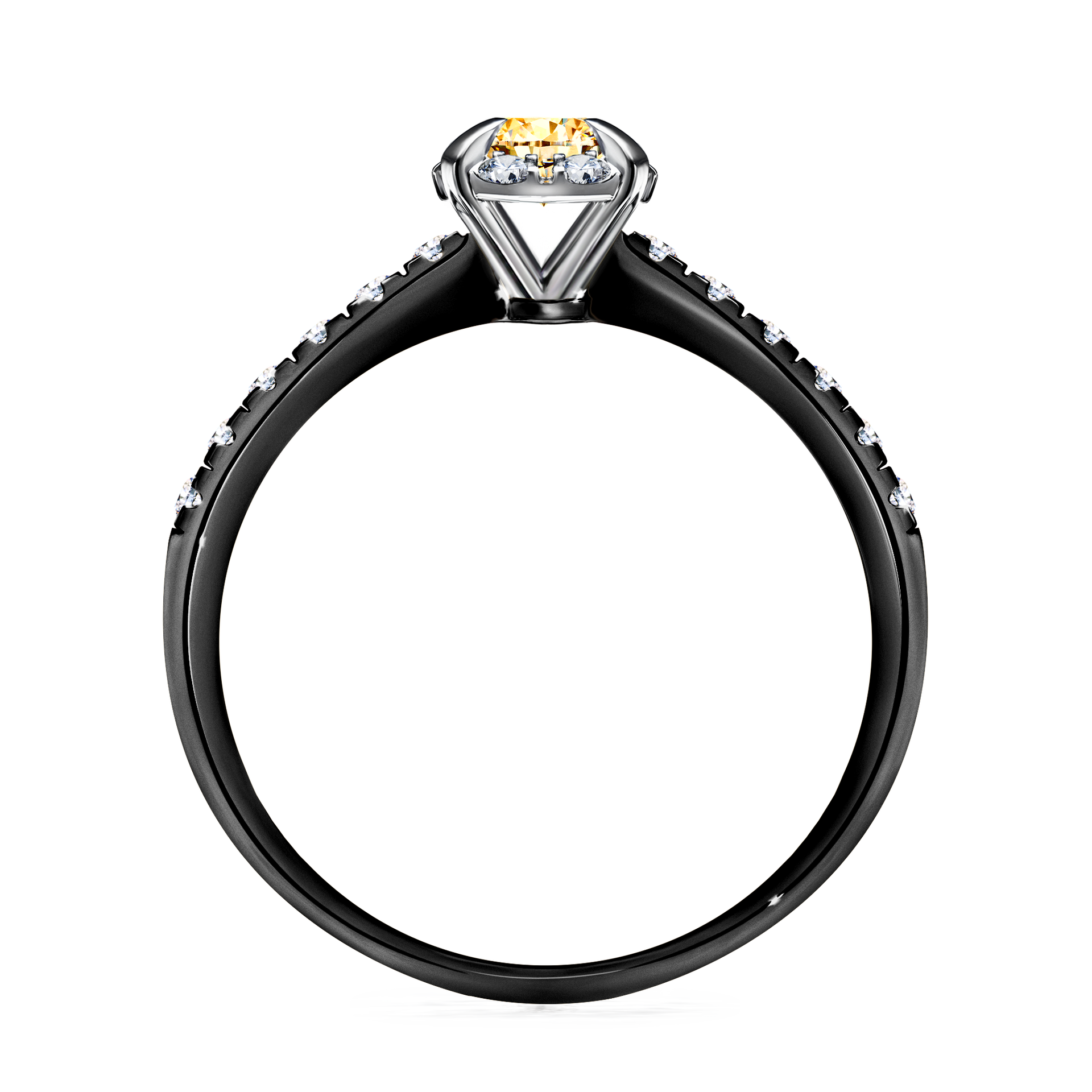 Pierścionek zaręczynowy My Princess z czarnego złota z żółtym diamentem 0,47CT
