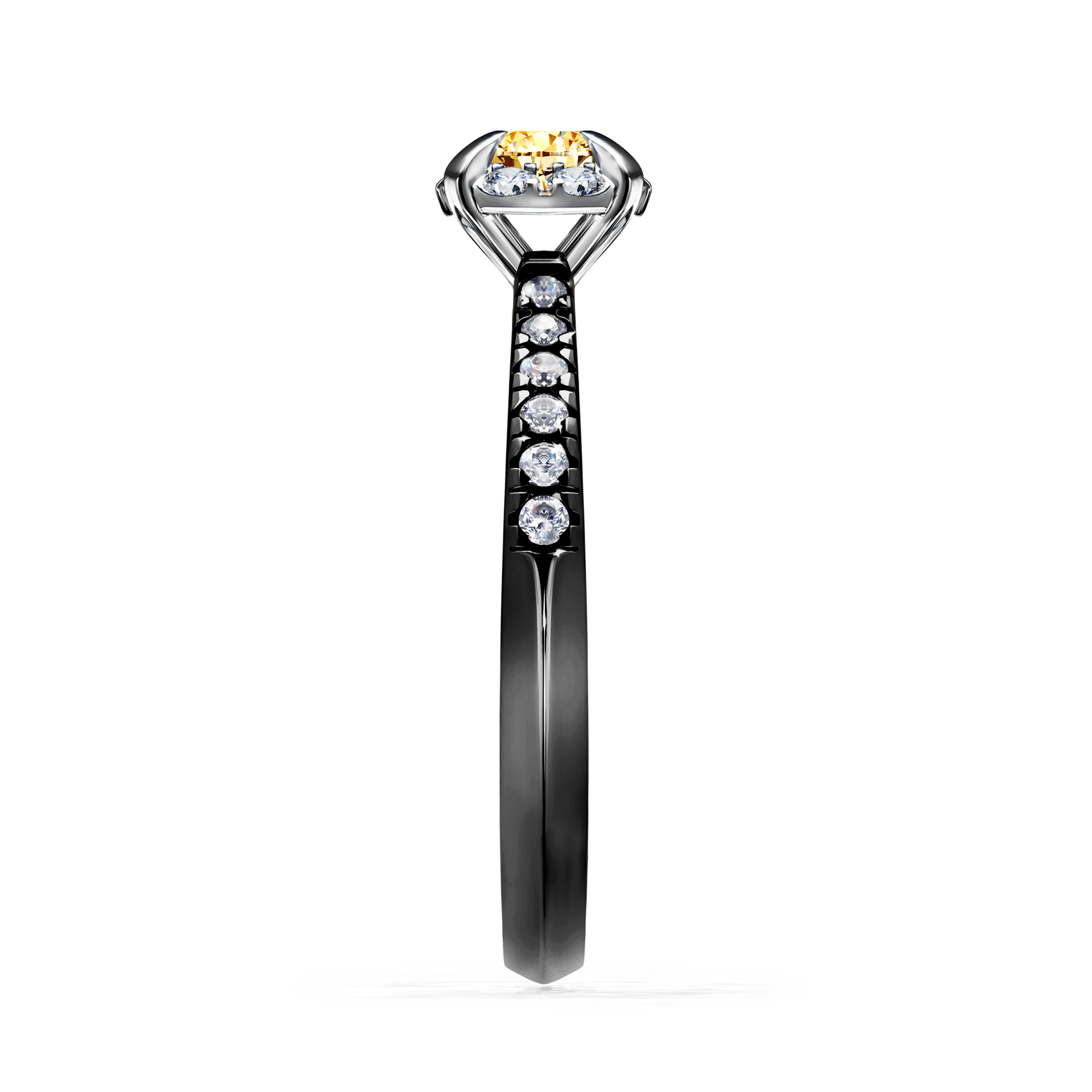 Pierścionek zaręczynowy My Princess z czarnego złota z żółtym diamentem 0,47CT