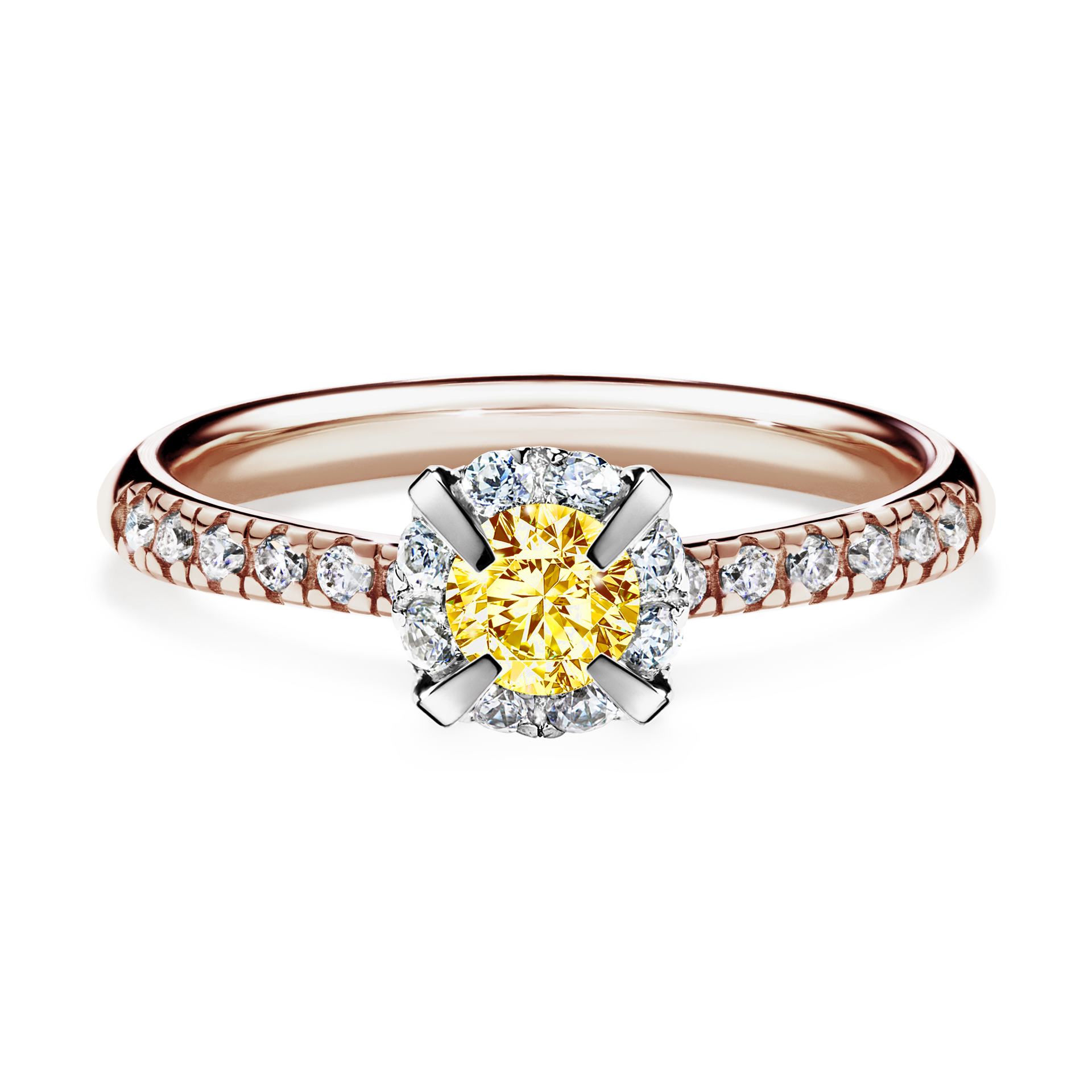 Pierścionek zaręczynowy My Princess z różowego złota z żółtym diamentem 0,47CT