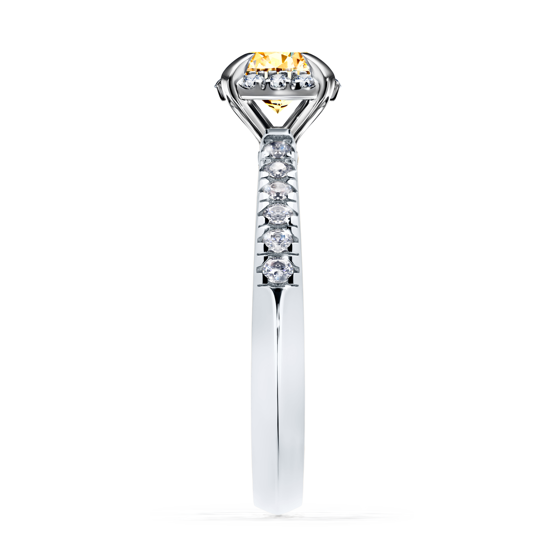 Pierścionek zaręczynowy My Princess z białego złota z żółtym diamentem 0,76CT