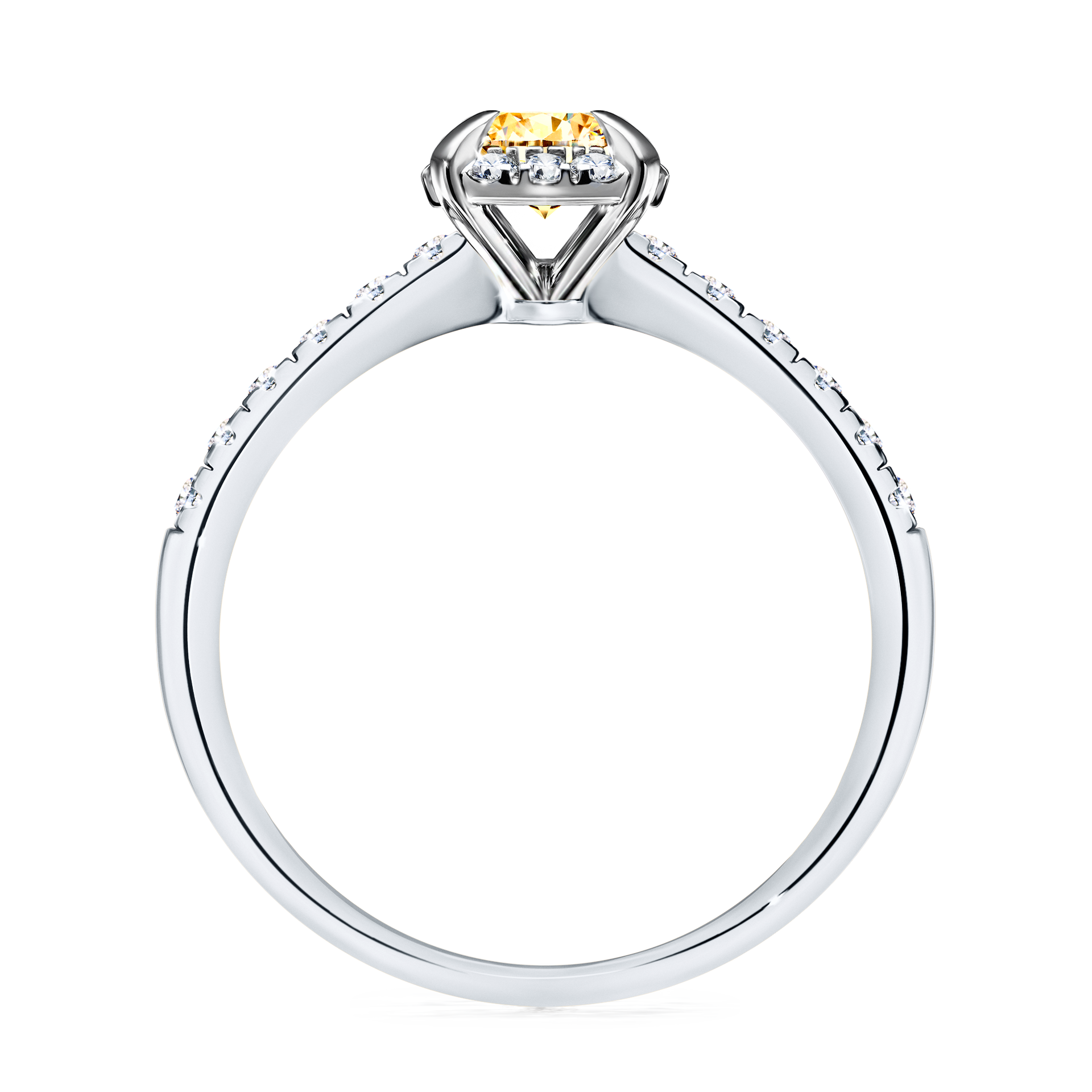 Pierścionek zaręczynowy My Princess z białego złota z żółtym diamentem 0,76CT