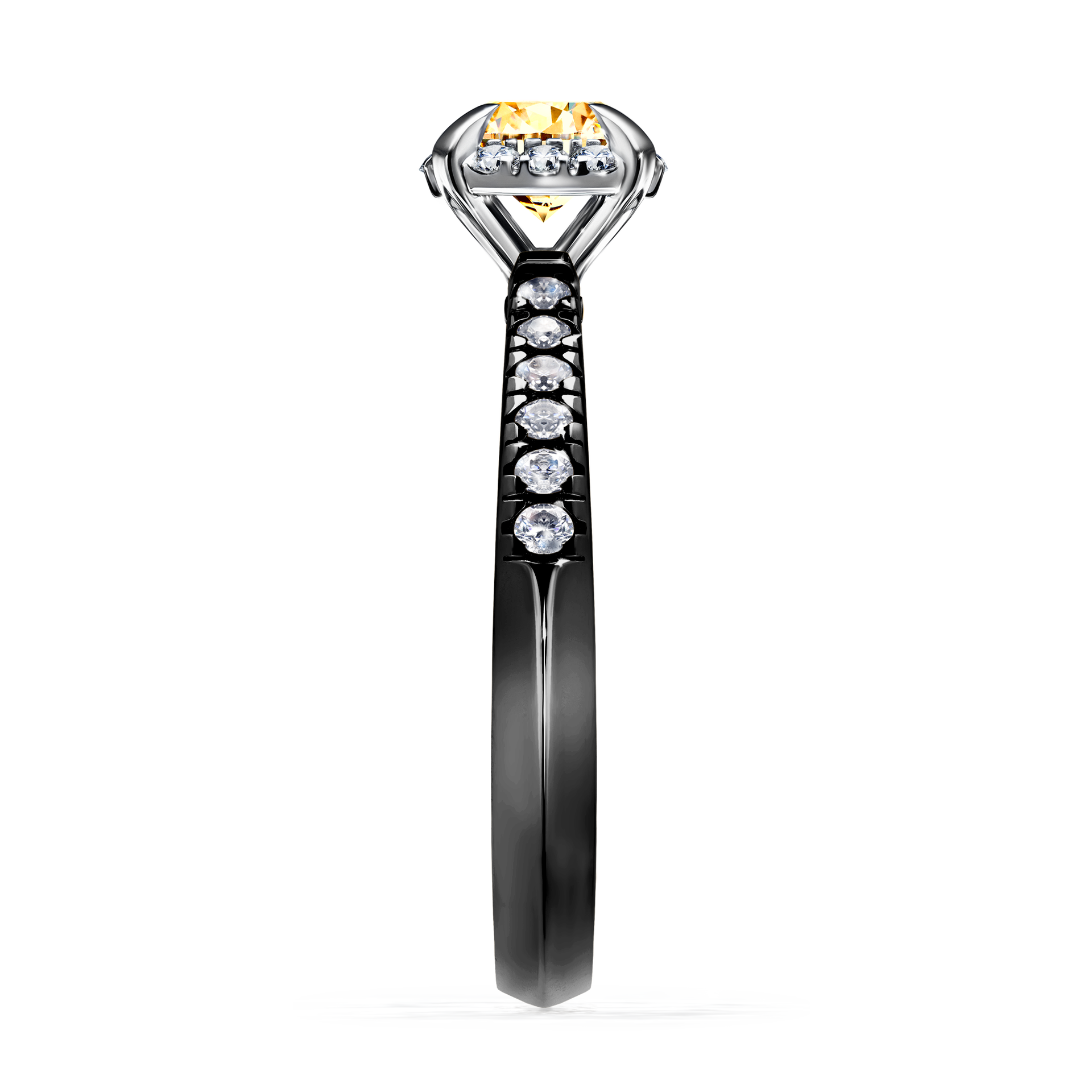 Pierścionek zaręczynowy My Princess z czarnego złota z żółtym diamentem 0,76CT