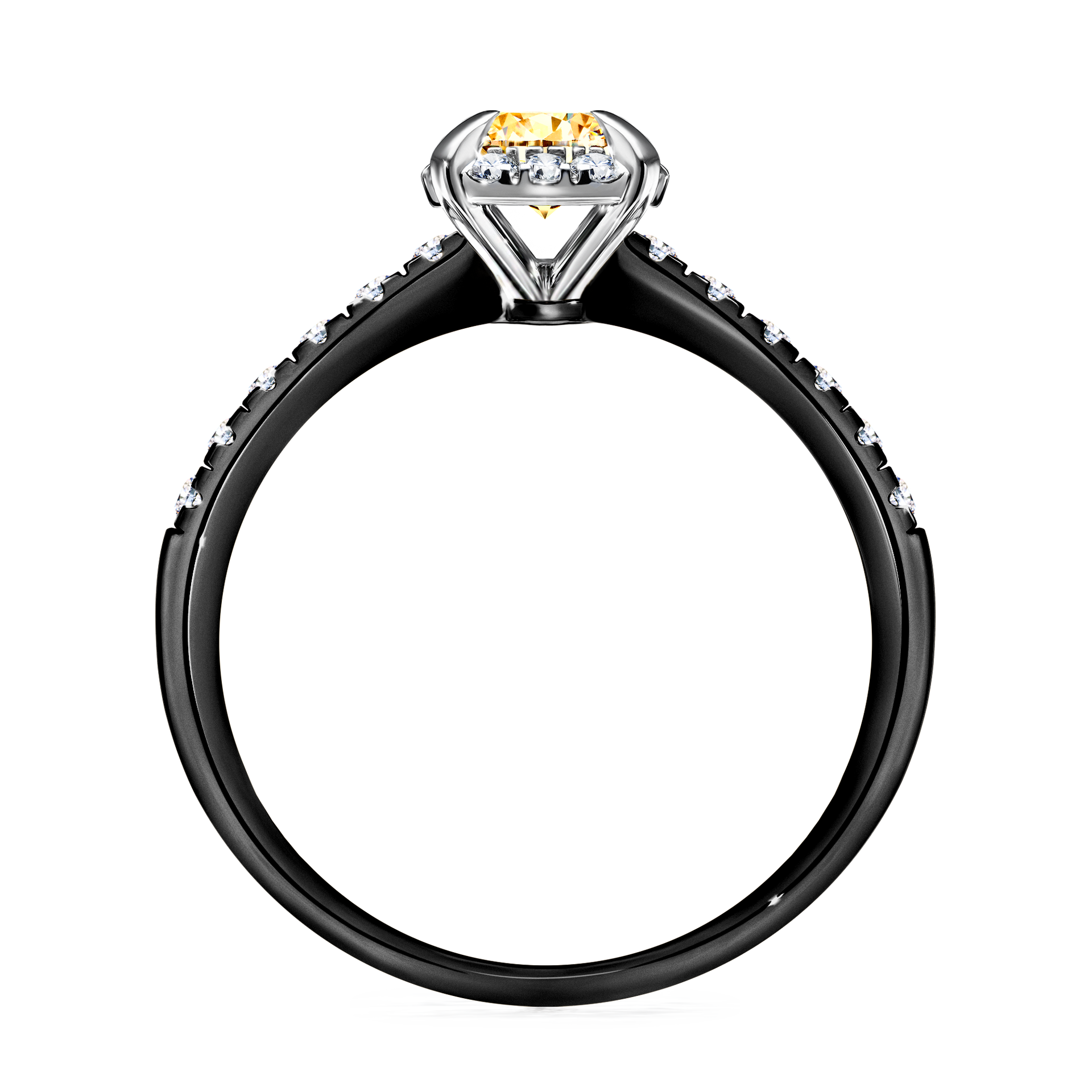 Pierścionek zaręczynowy My Princess z czarnego złota z żółtym diamentem 0,76CT