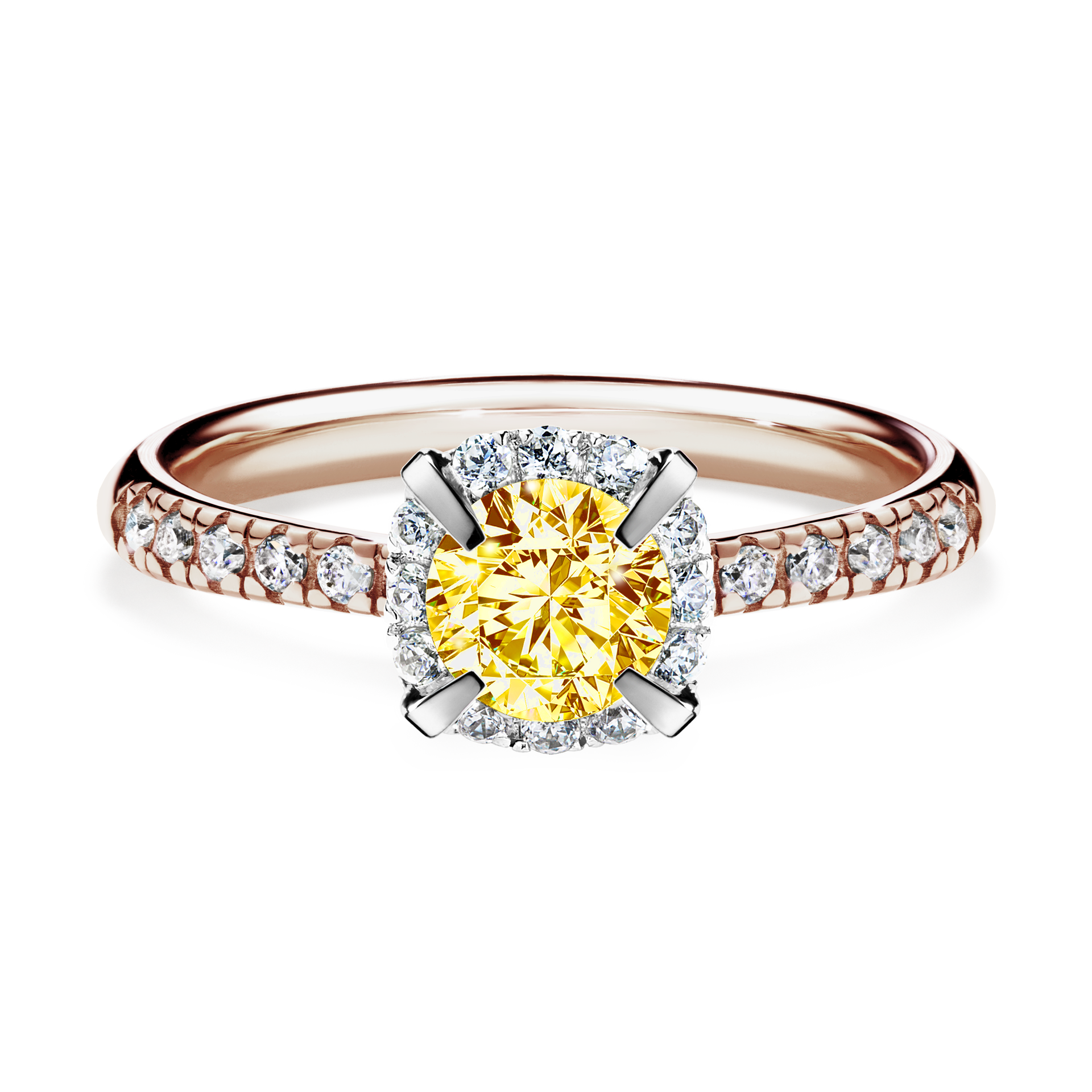 Pierścionek zaręczynowy My Princess z różowego złota z żółtym diamentem 0,76CT