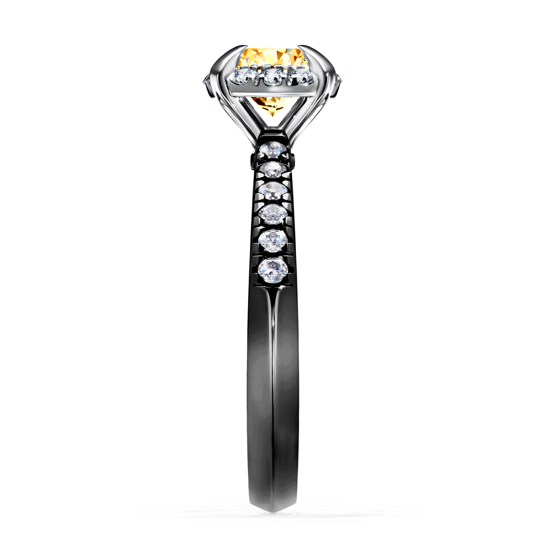 Pierścionek zaręczynowy My Princess z czarnego złota z żółtym diamentem 1,18CT
