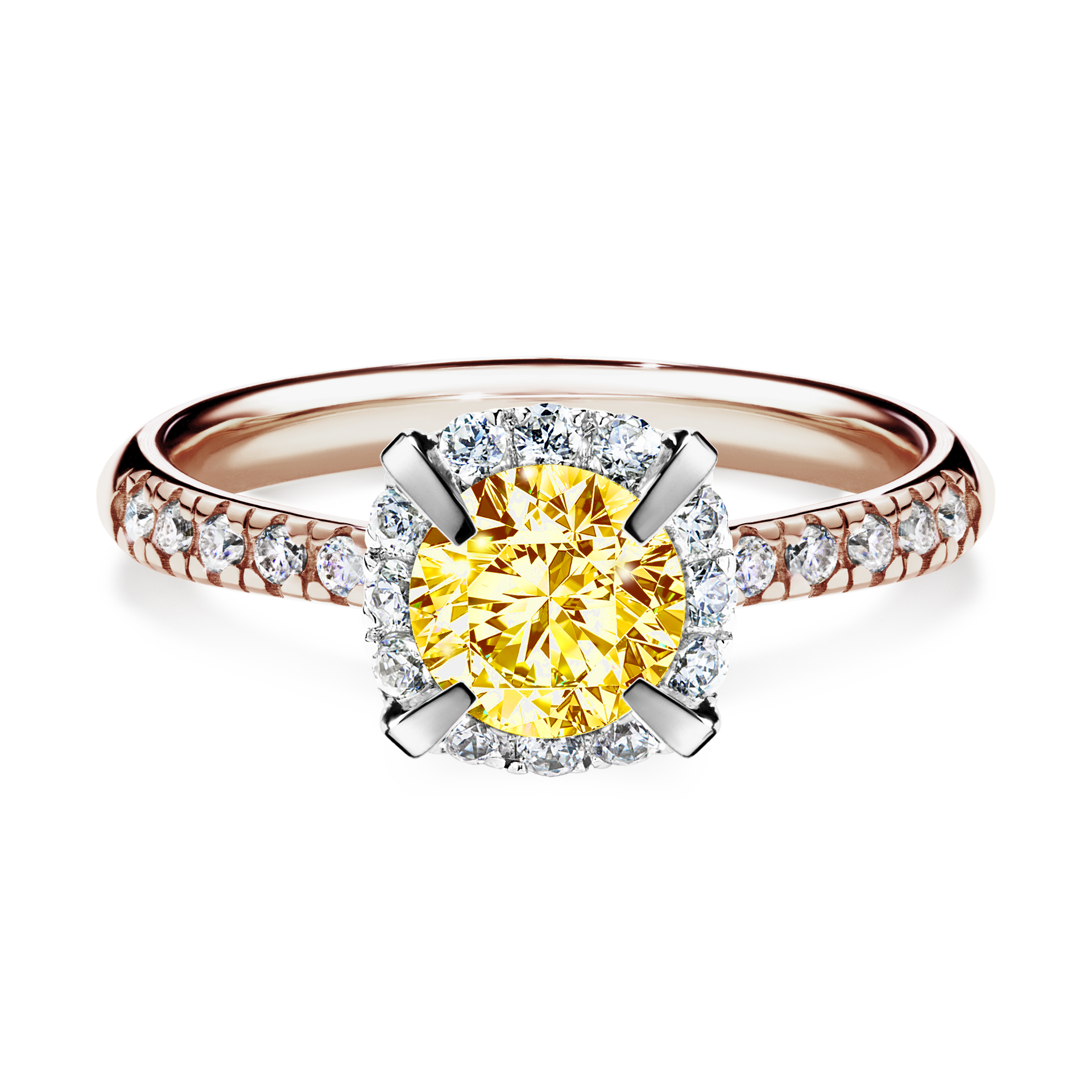 Pierścionek zaręczynowy My Princess z różowego złota z żółtym diamentem 1,18CT