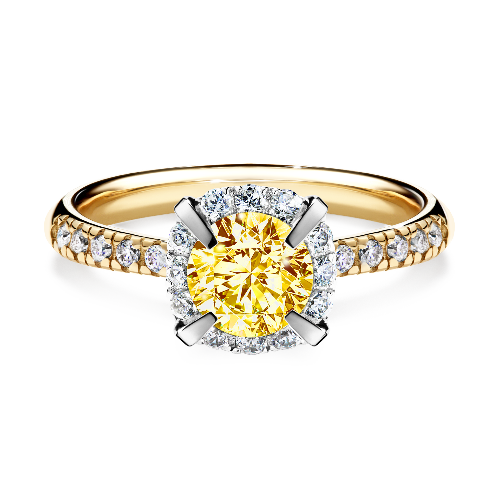 Pierścionek zaręczynowy My Princess z żółtego złota z żółtym diamentem 1,18CT