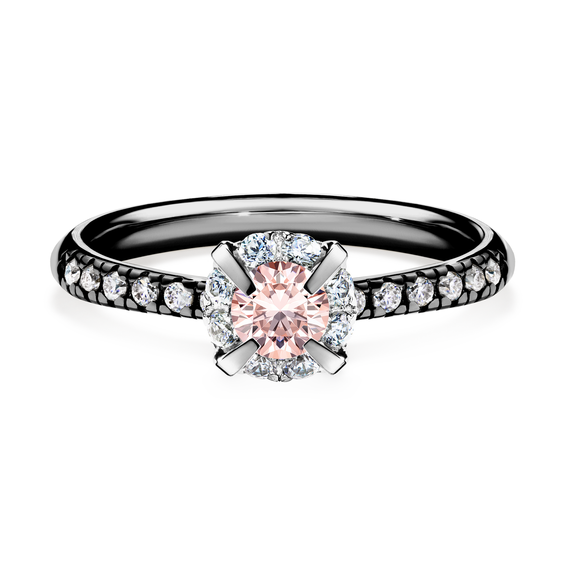 Pierścionek zaręczynowy My Princess z czarnego złota z morganitem 0,47CT