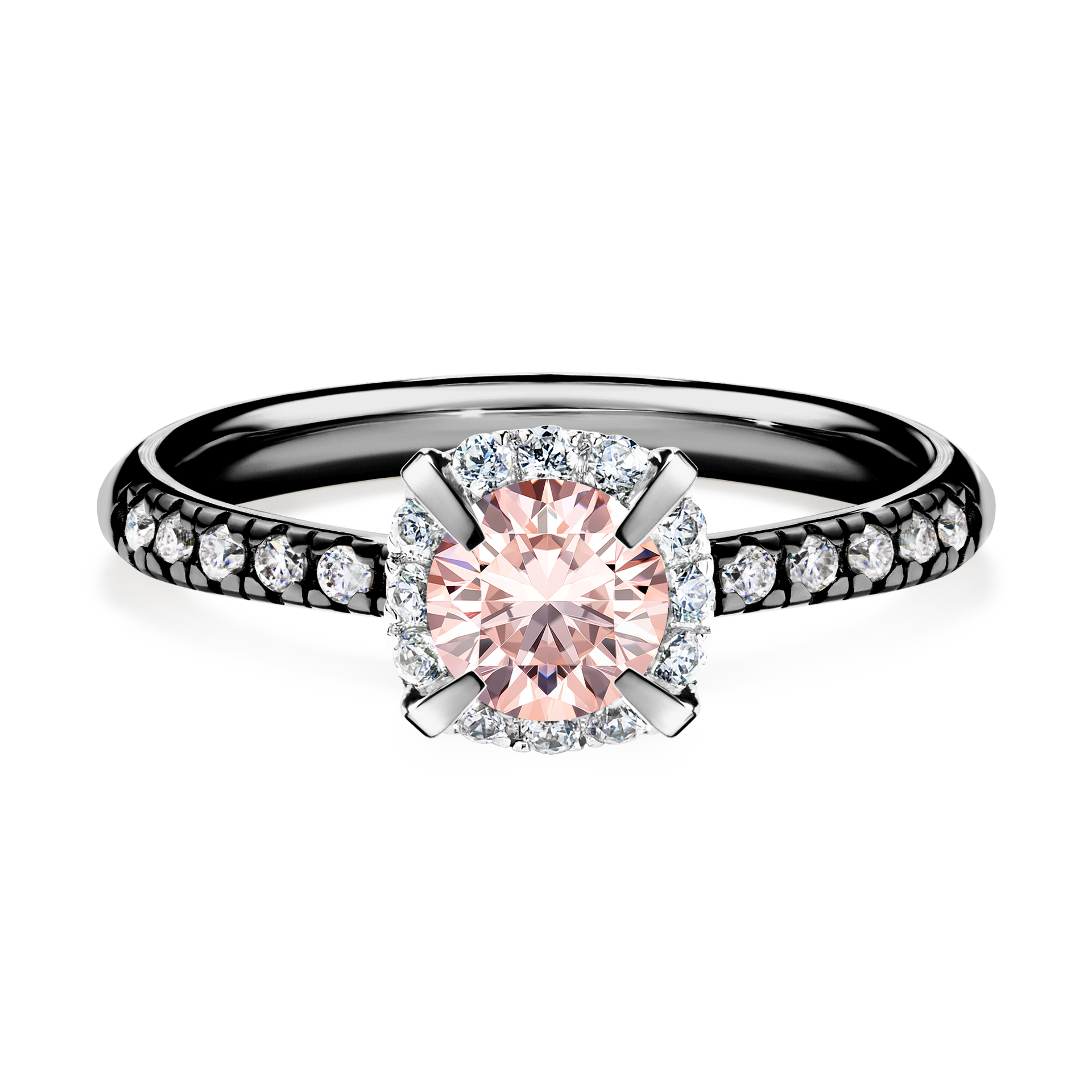 Pierścionek zaręczynowy My Princess z czarnego złota z morganitem 0,76CT