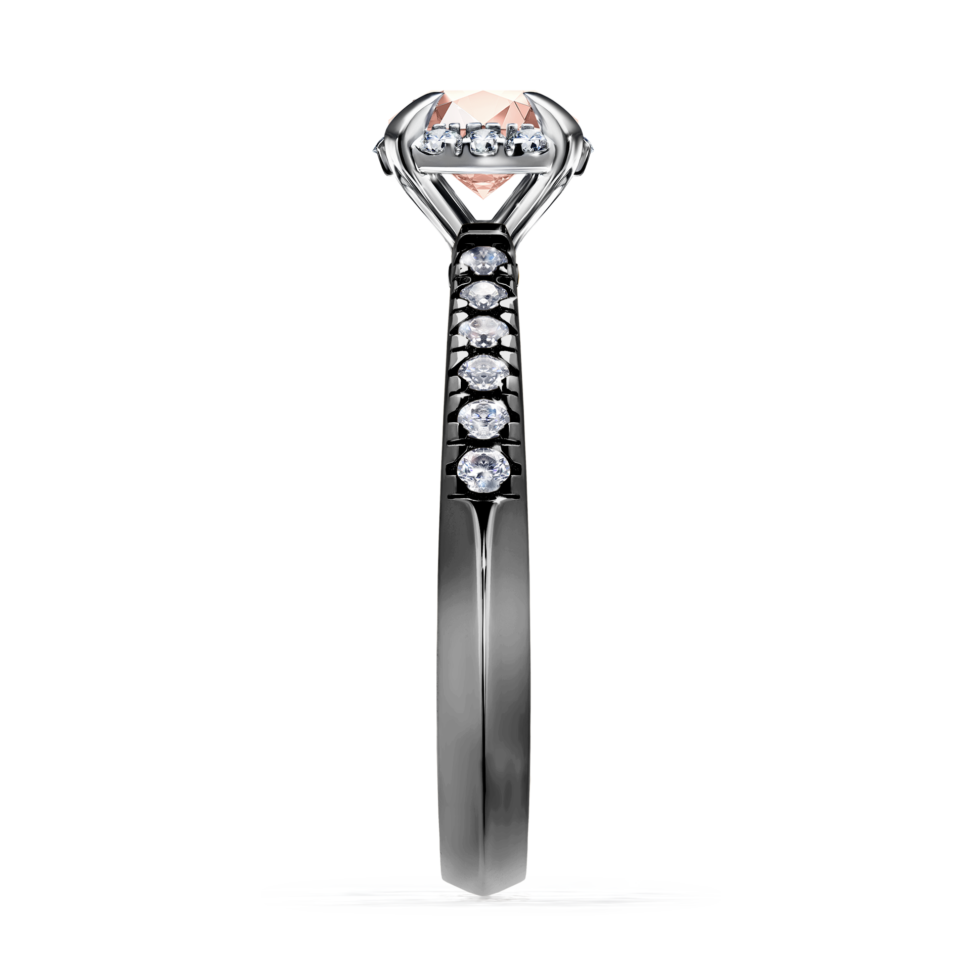 Pierścionek zaręczynowy My Princess z czarnego złota z morganitem 0,76CT