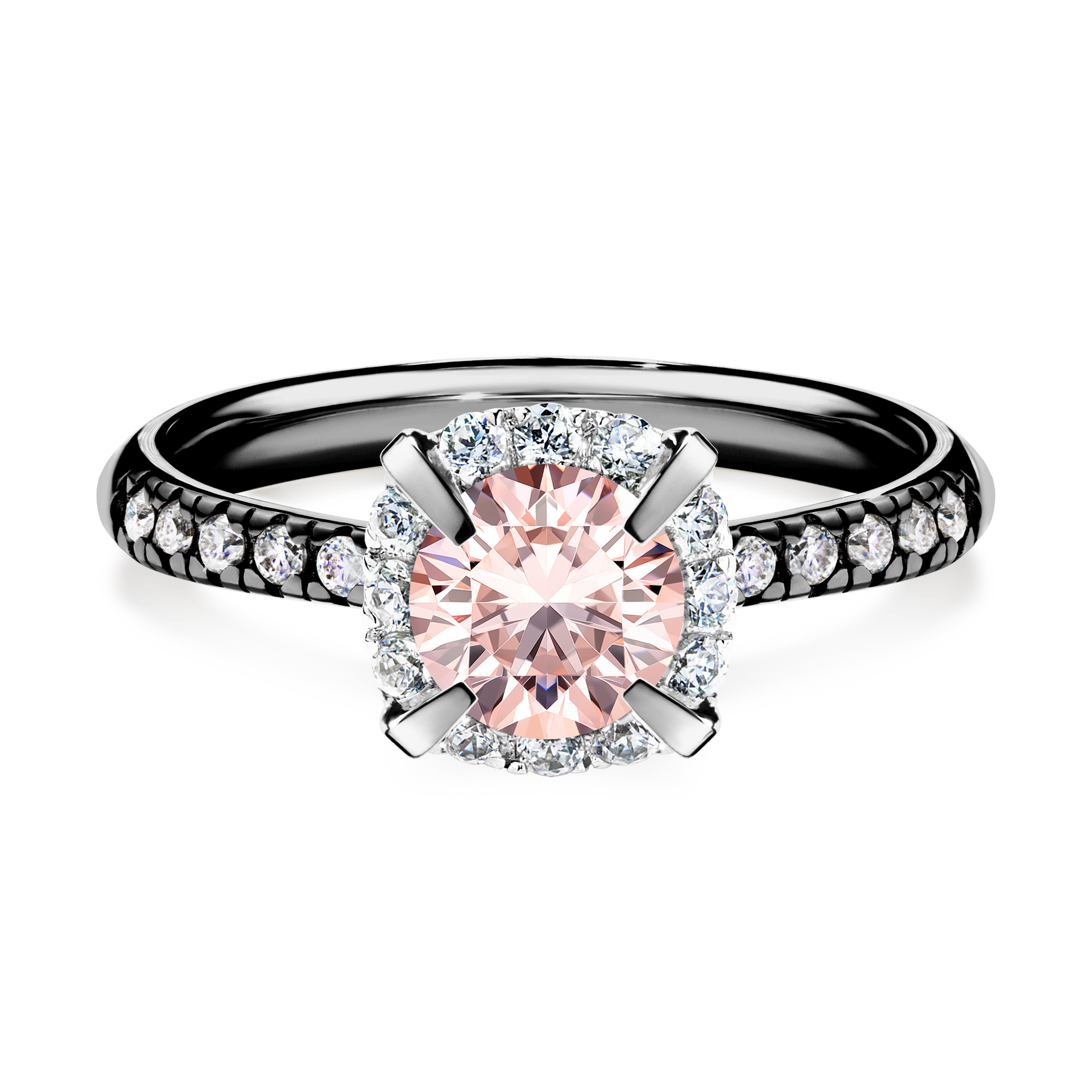 Pierścionek zaręczynowy My Princess z czarnego złota z morganitem 1,18CT