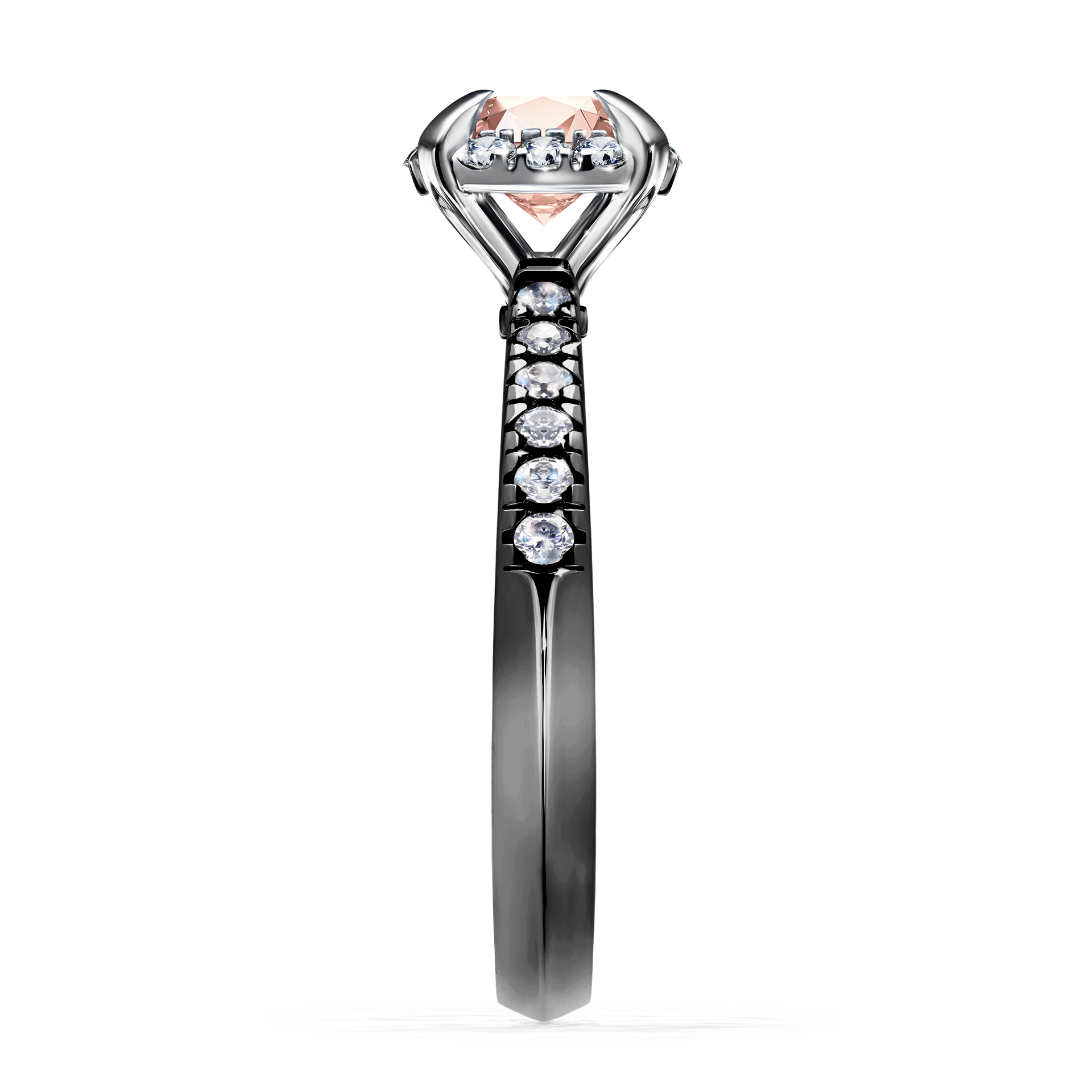 Pierścionek zaręczynowy My Princess z czarnego złota z morganitem 1,18CT