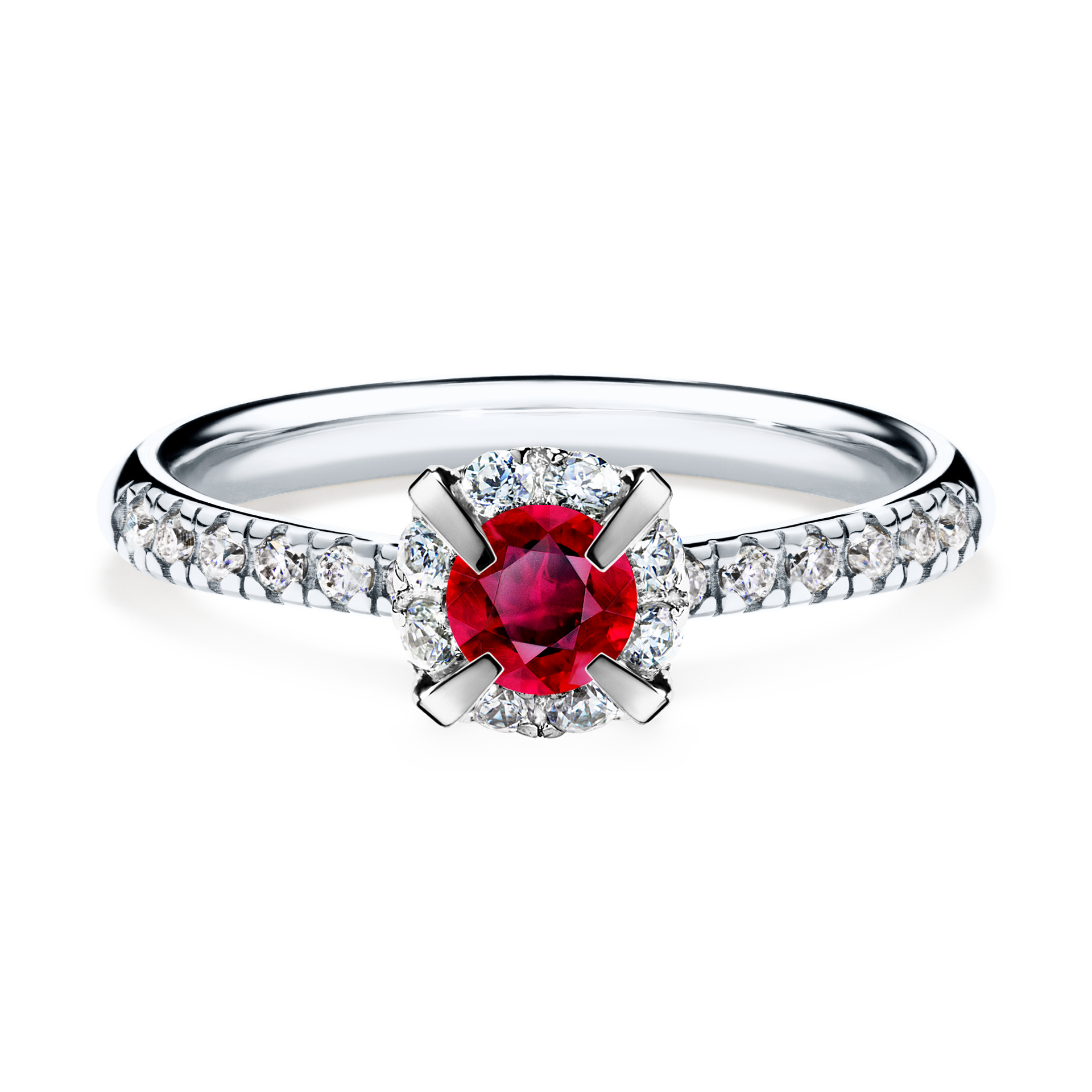 Pierścionek zaręczynowy My Princess z białego złota z rubinem 0,47CT