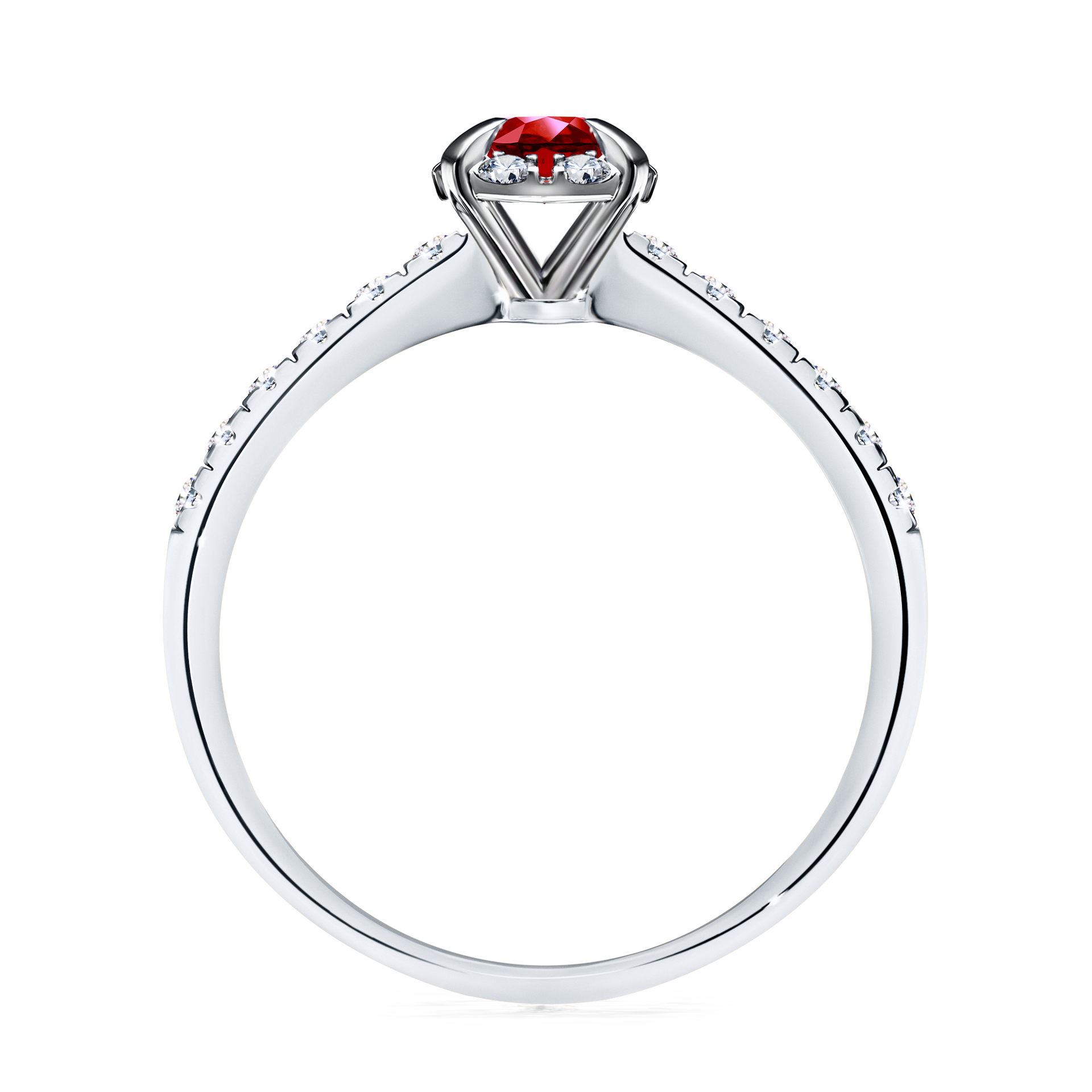Pierścionek zaręczynowy My Princess z białego złota z rubinem 0,47CT