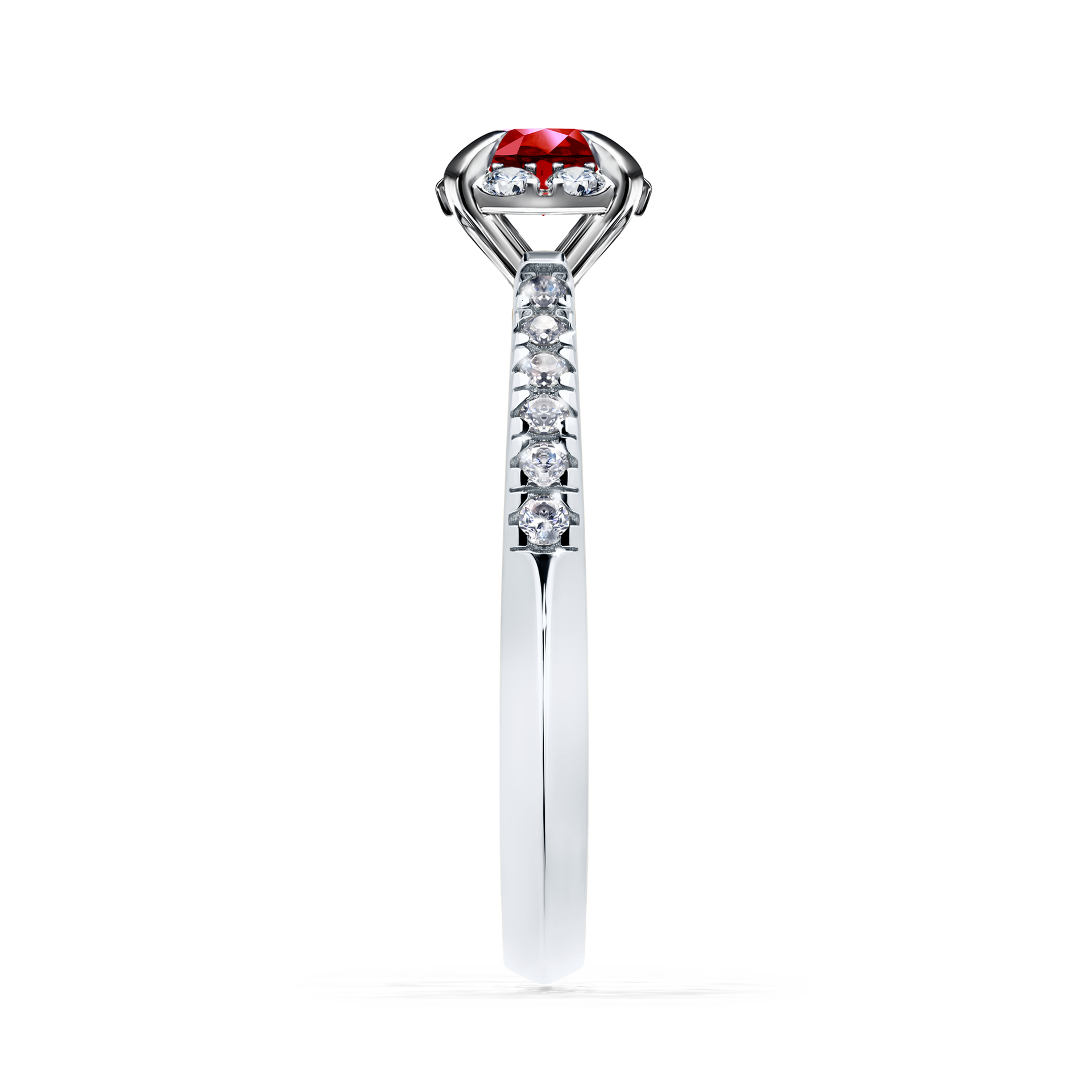 Pierścionek zaręczynowy My Princess z białego złota z rubinem 0,47CT