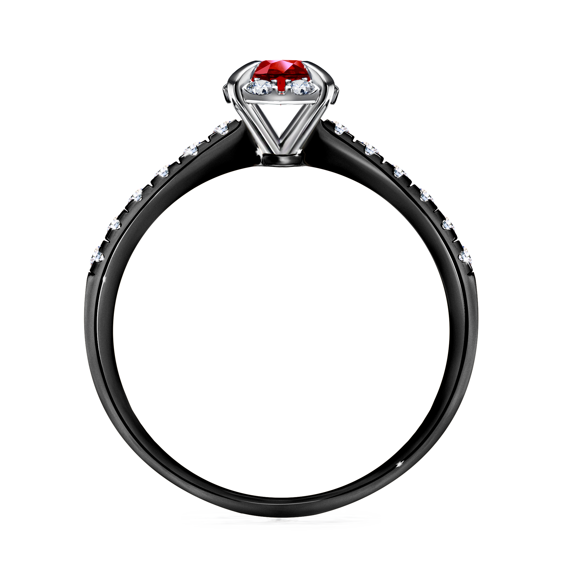 Pierścionek zaręczynowy My Princess z czarnego złota z rubinem 0,47CT