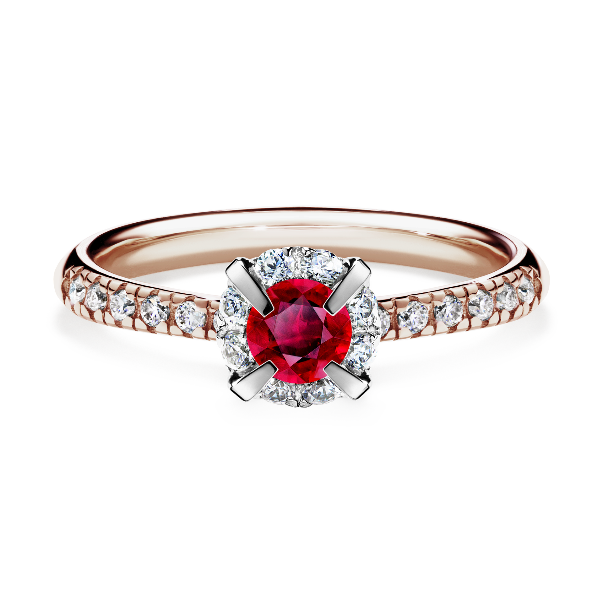 Pierścionek zaręczynowy My Princess z różowego złota z rubinem 0,47CT
