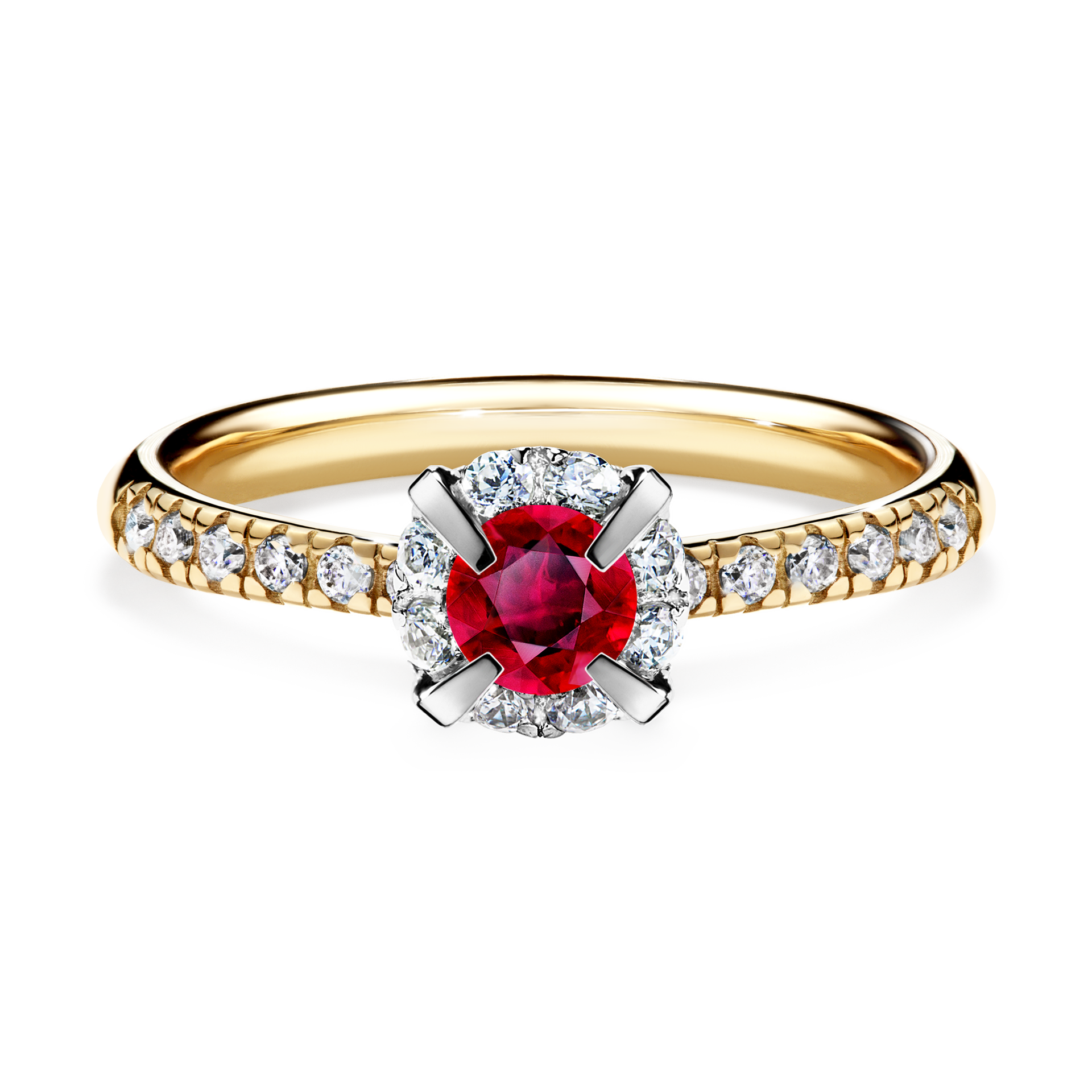 Pierścionek zaręczynowy My Princess z żółtego złota z rubinem 0,47CT