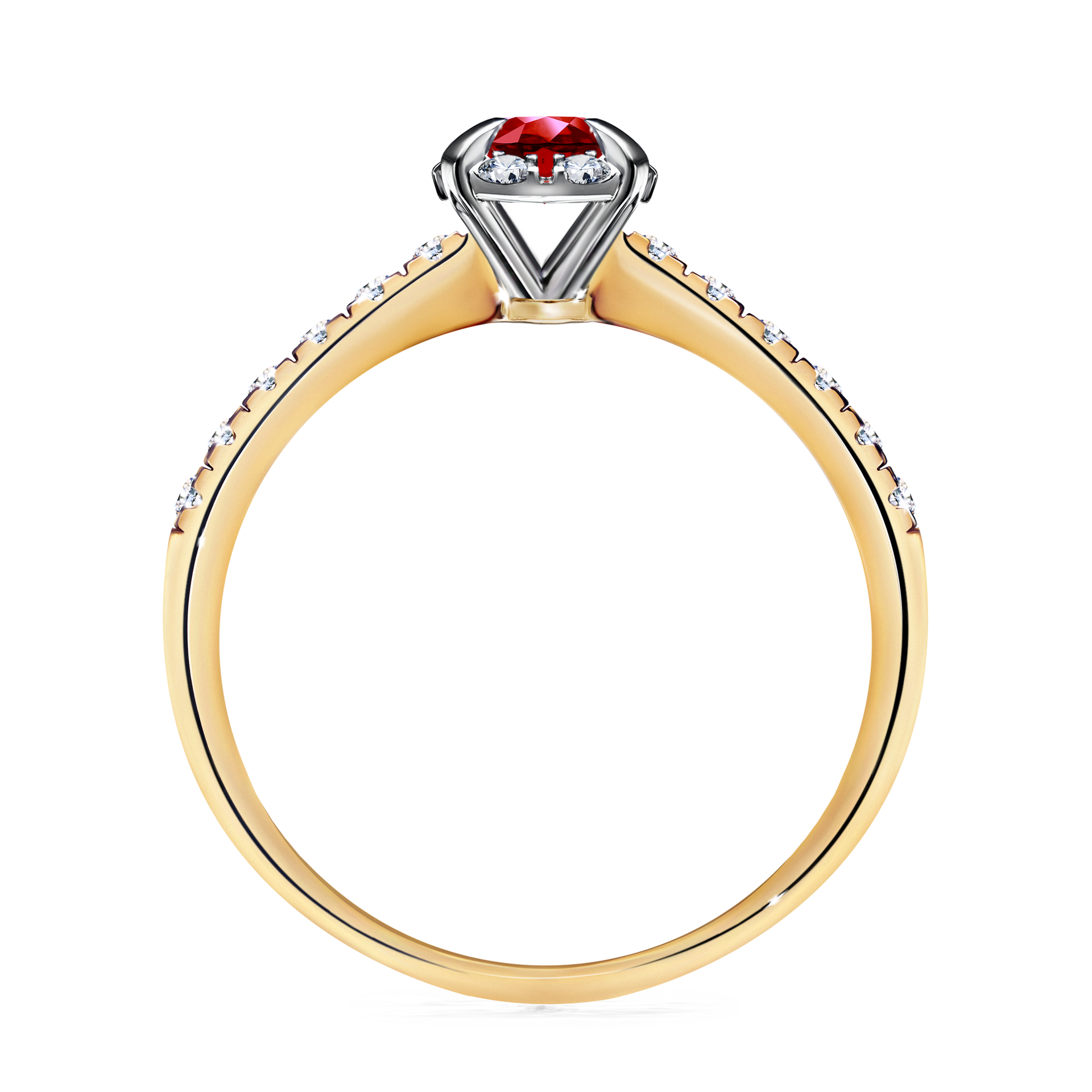 Pierścionek zaręczynowy My Princess z żółtego złota z rubinem 0,47CT