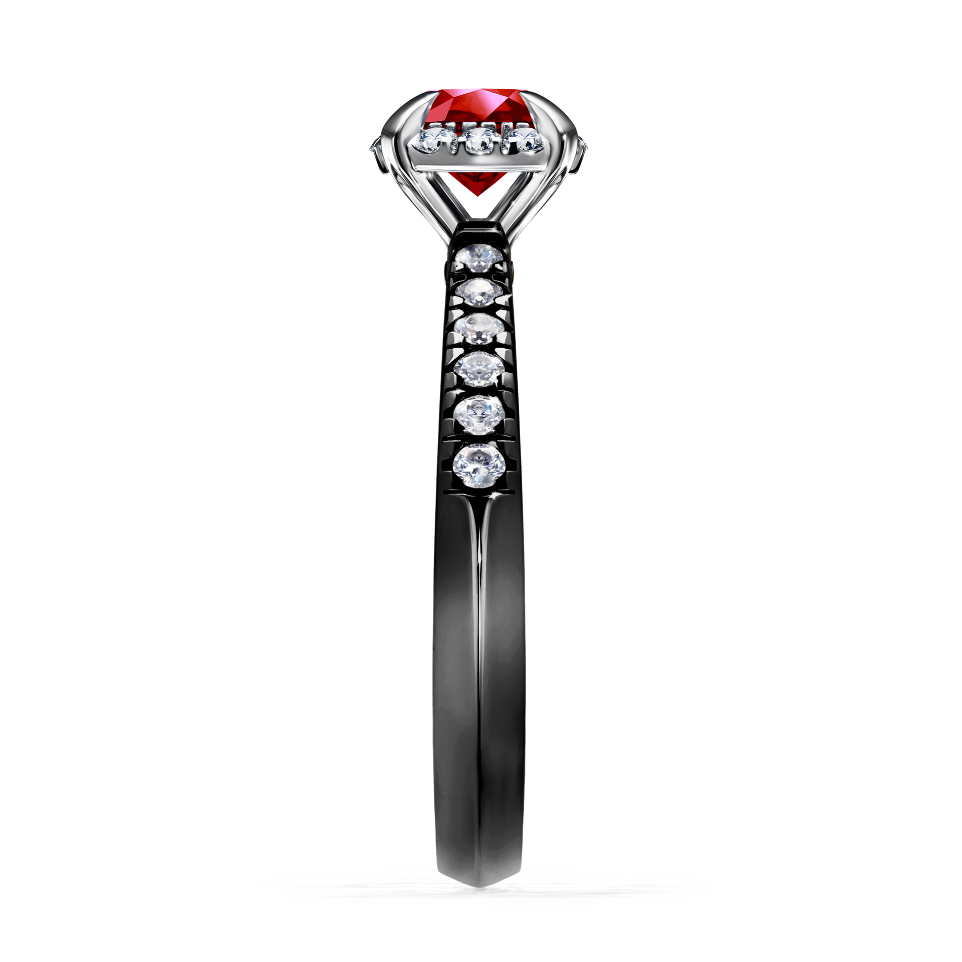 Pierścionek zaręczynowy My Princess z czarnego złota z rubinem 0,76CT