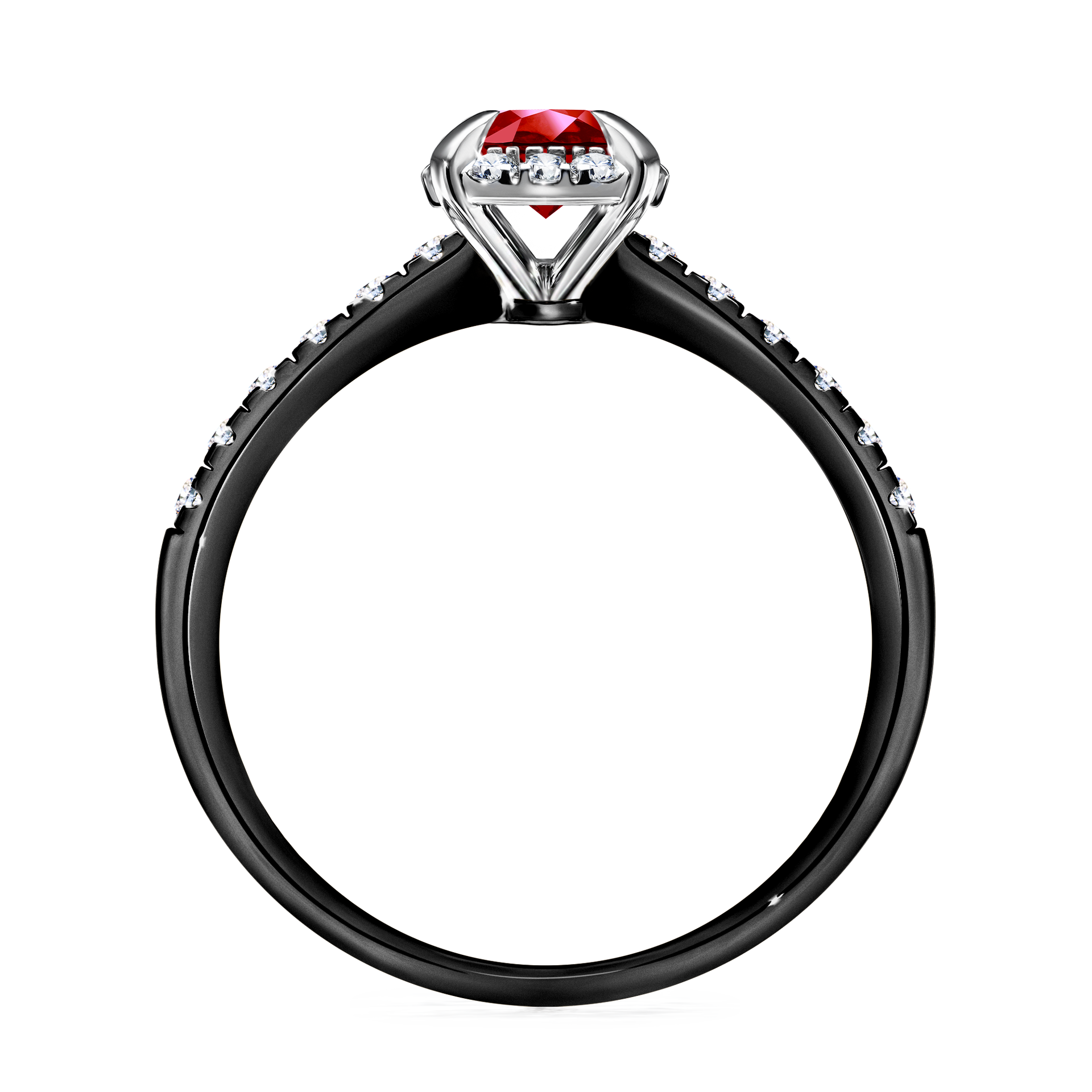 Pierścionek zaręczynowy My Princess z czarnego złota z rubinem 0,76CT