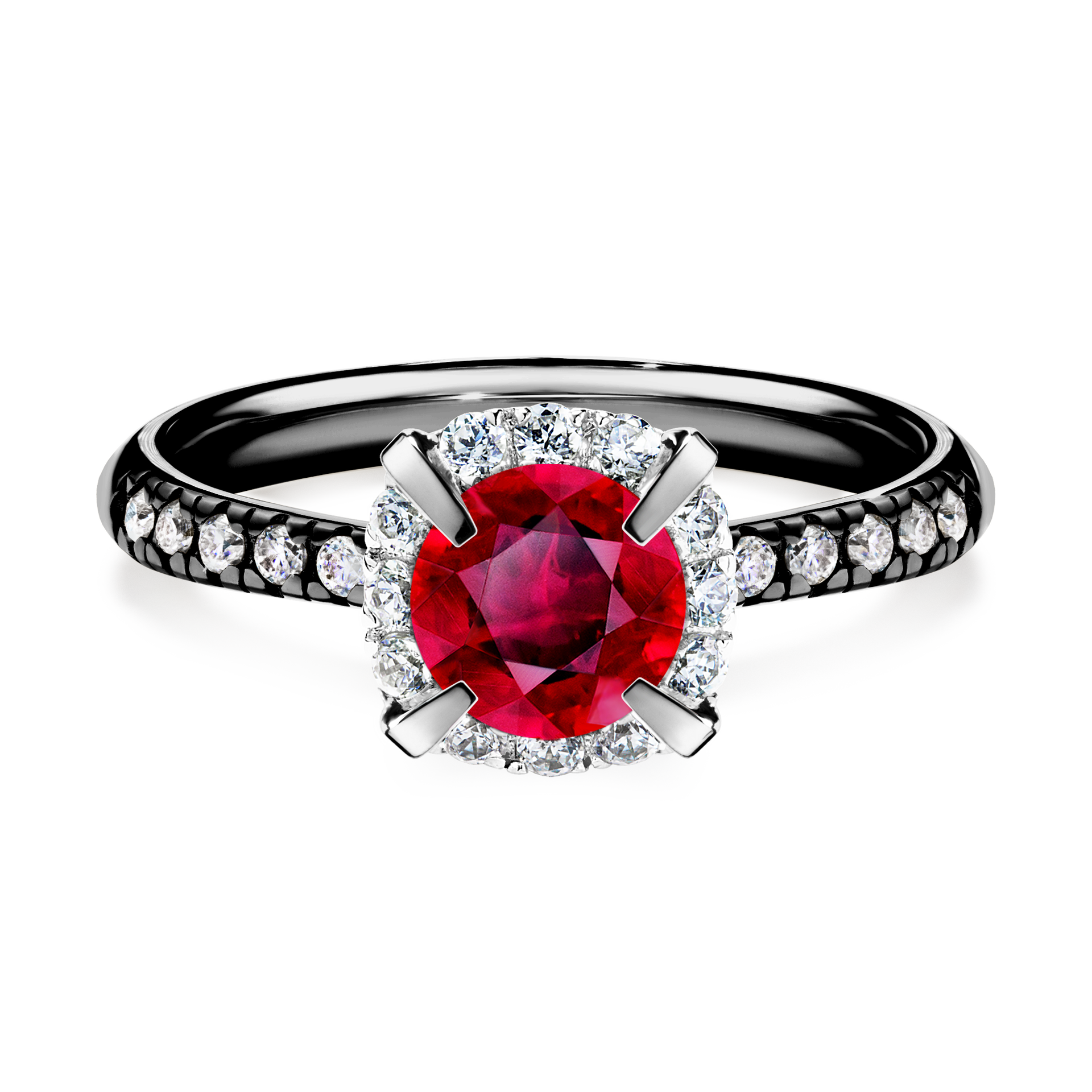 Pierścionek zaręczynowy My Princess z czarnego złota z rubinem 1,18CT