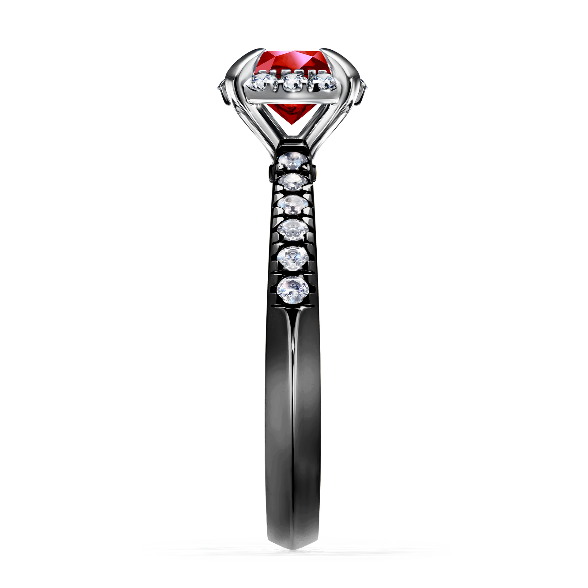 Pierścionek zaręczynowy My Princess z czarnego złota z rubinem 1,18CT
