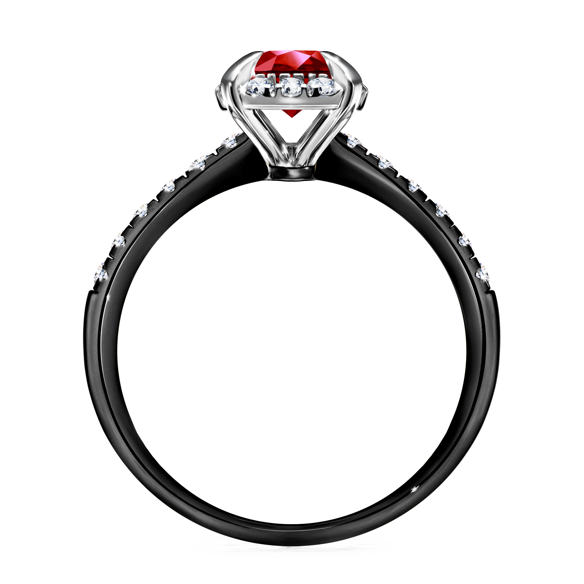 Pierścionek zaręczynowy My Princess z czarnego złota z rubinem 1,18CT