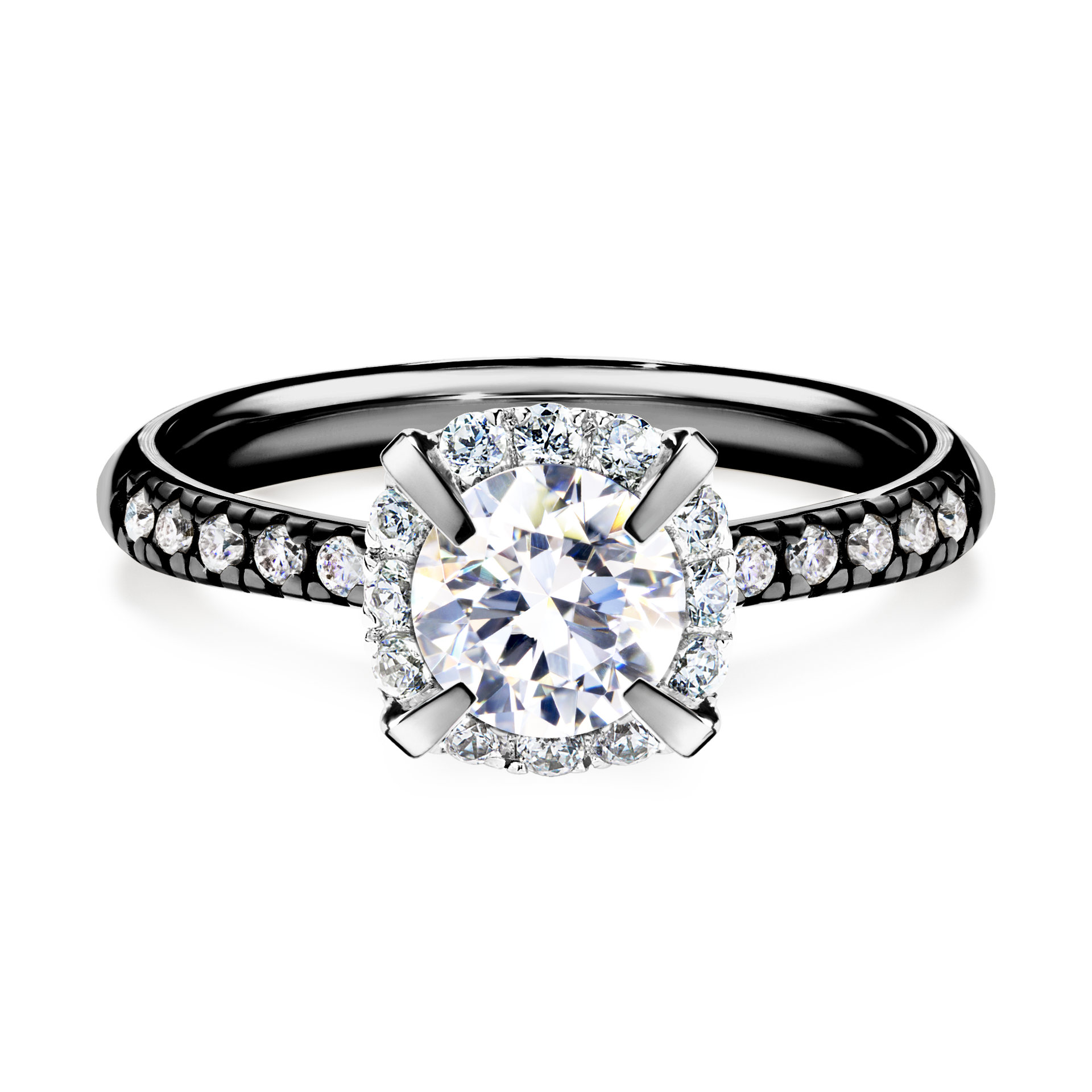 Pierścionek zaręczynowy My Princess z czarnego złota z szafirem białym 1,18CT