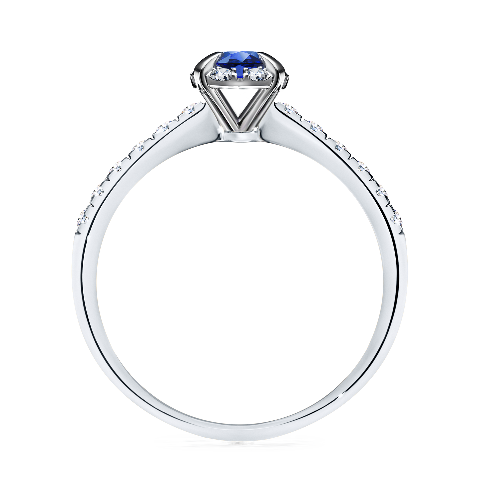 Pierścionek zaręczynowy My Princess z białego złota z szafirem niebieskim 0,47CT