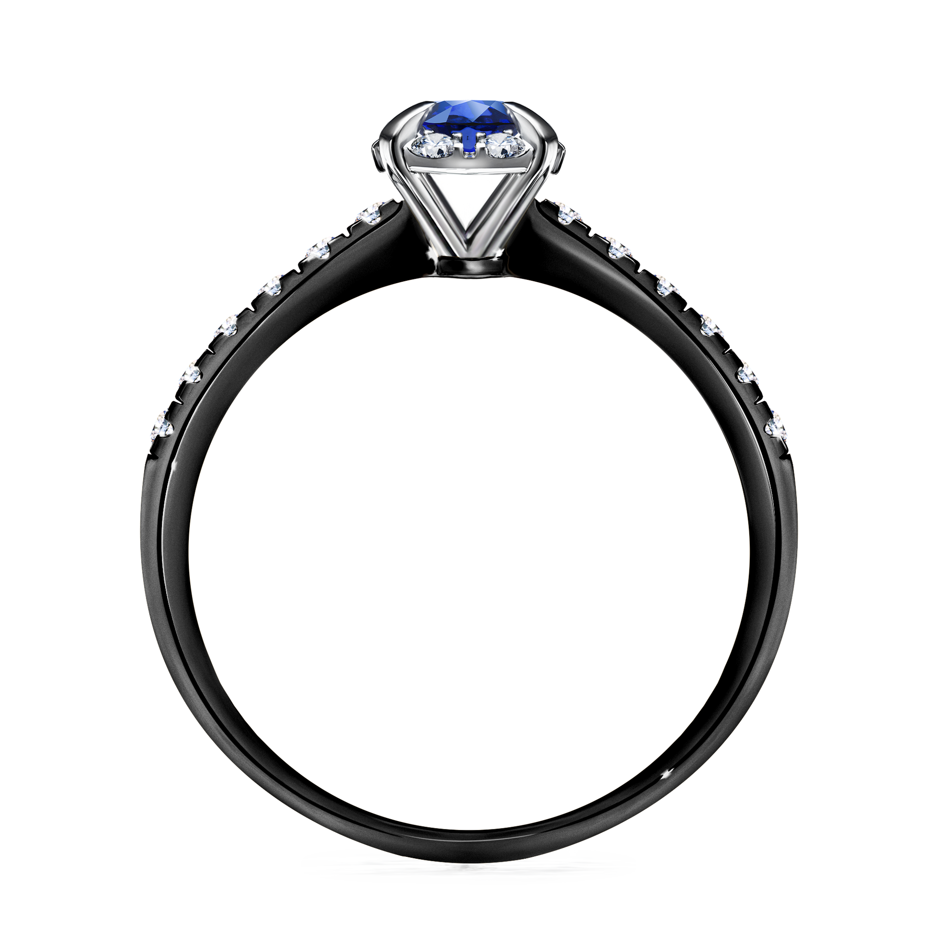 Pierścionek zaręczynowy My Princess z czarnego złota z szafirem niebieskim 0,47CT