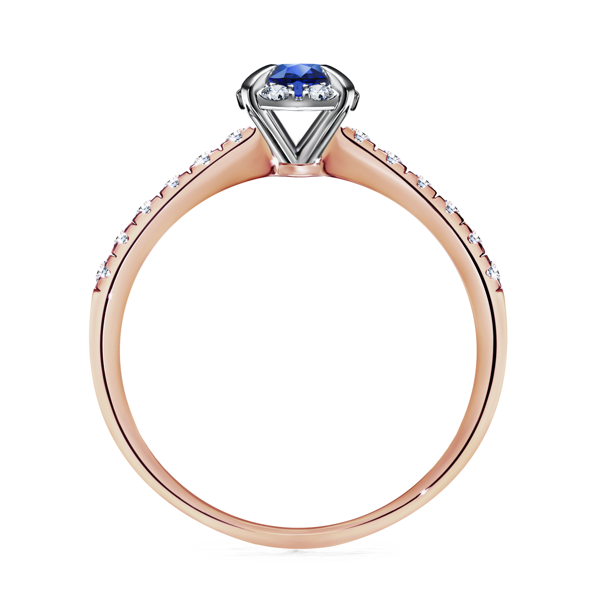 Pierścionek zaręczynowy My Princess z różowego złota z szafirem niebieskim 0,47CT