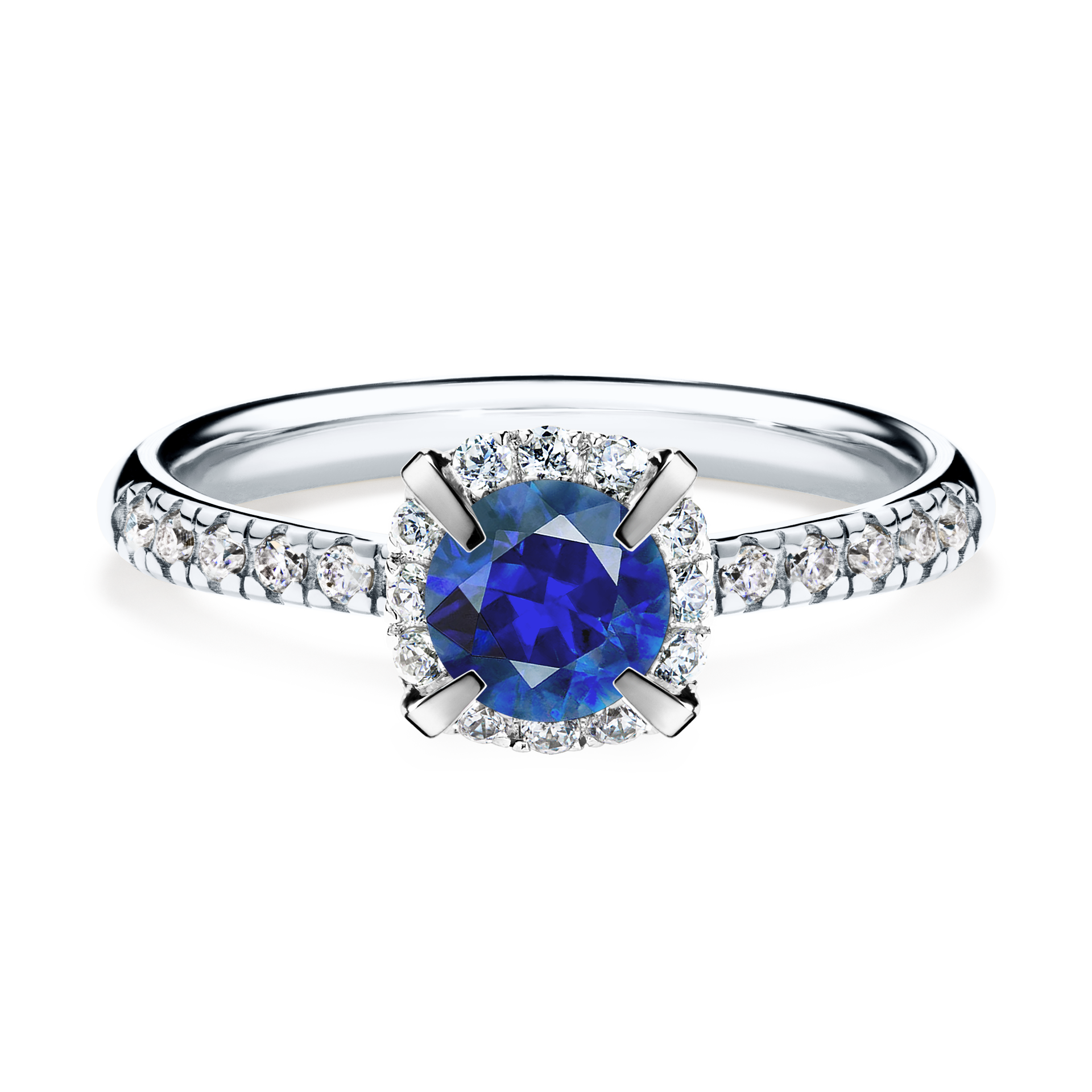 Pierścionek zaręczynowy My Princess z białego złota z szafirem niebieskim 0,76CT