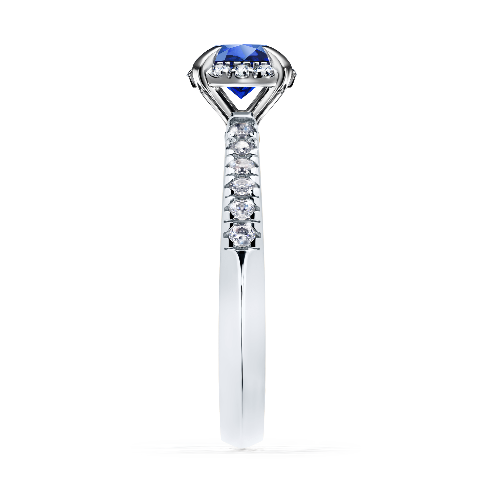 Pierścionek zaręczynowy My Princess z białego złota z szafirem niebieskim 0,76CT