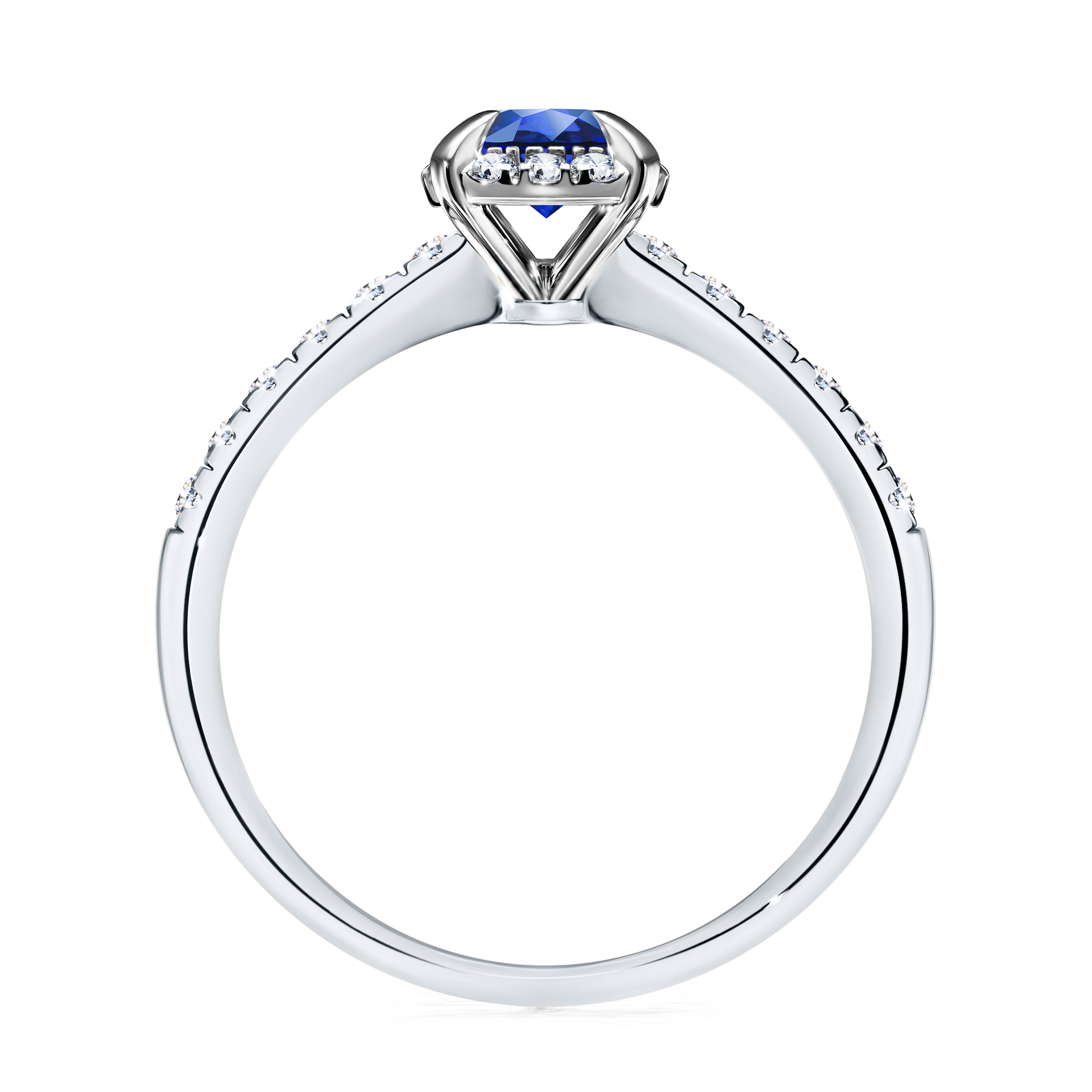 Pierścionek zaręczynowy My Princess z białego złota z szafirem niebieskim 0,76CT