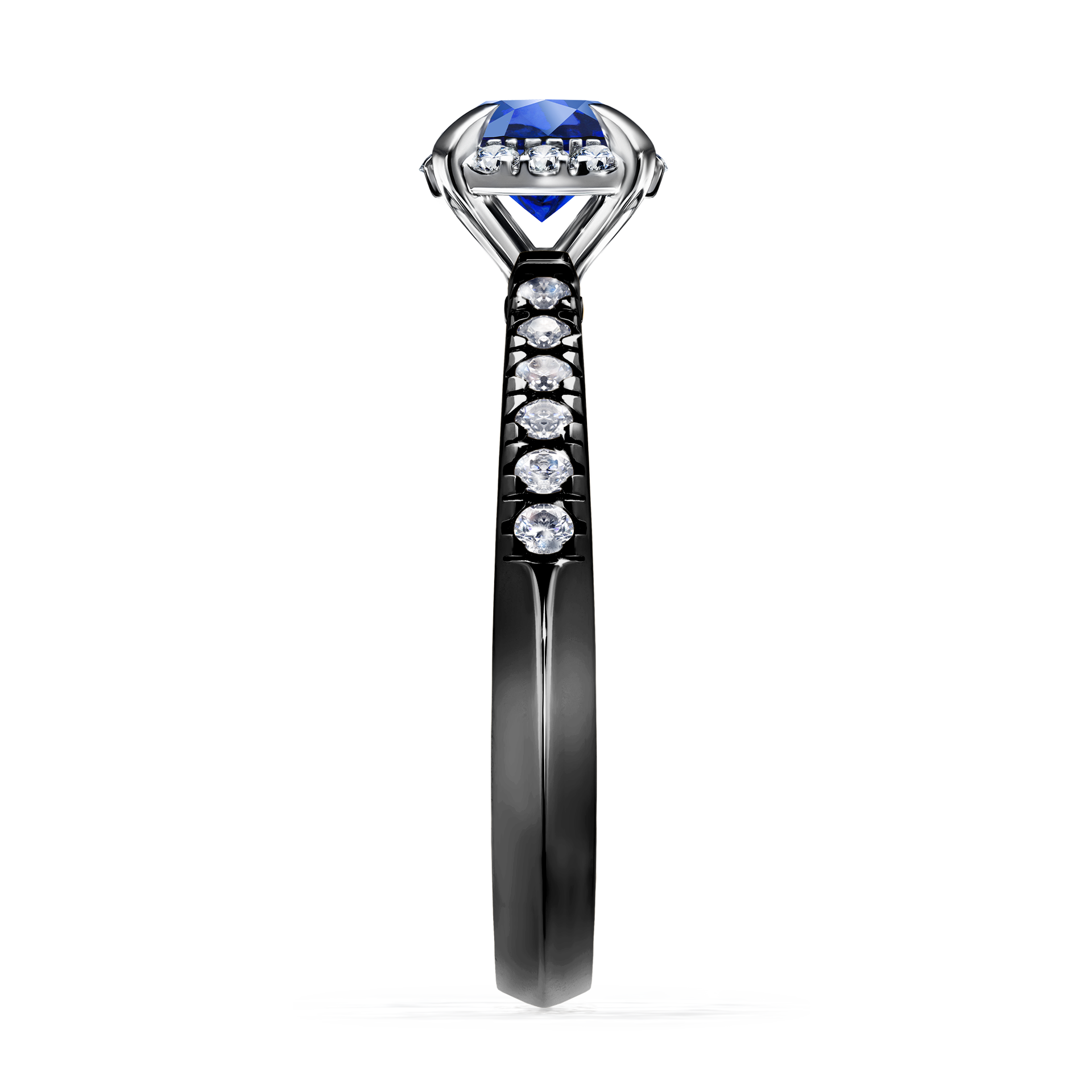 Pierścionek zaręczynowy My Princess z czarnego złota z szafirem niebieskim 0,76CT