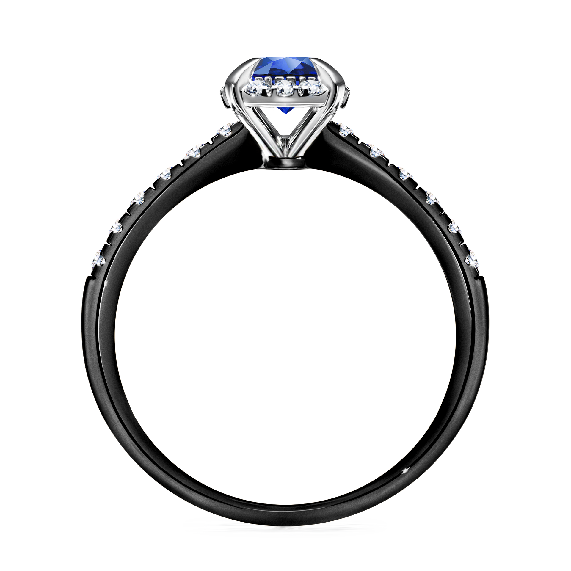 Pierścionek zaręczynowy My Princess z czarnego złota z szafirem niebieskim 0,76CT